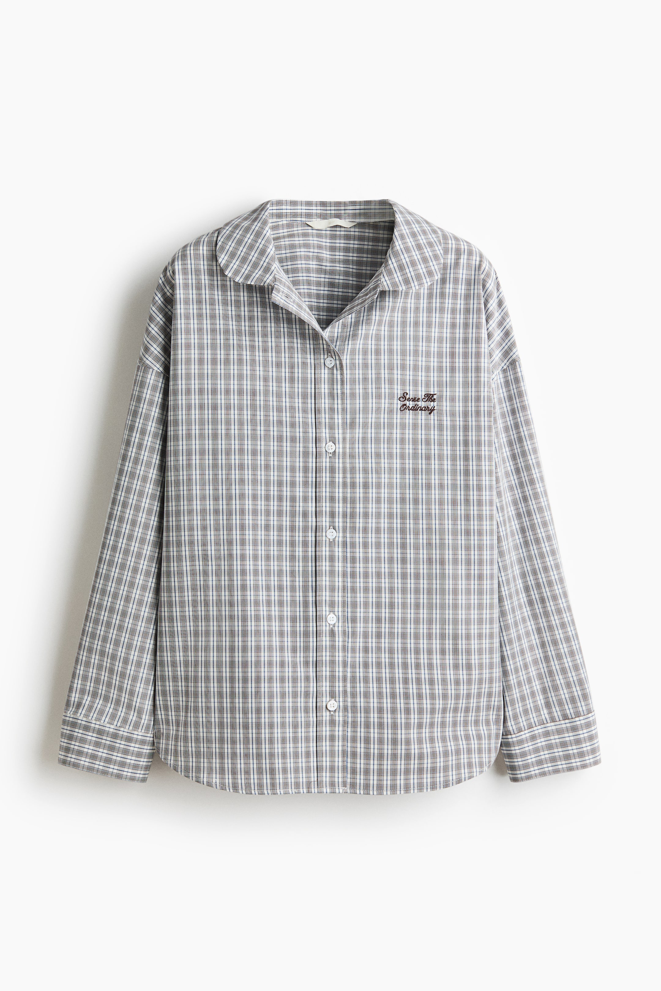 拡大画像を表示: コットンポプリンシャツ - ブラウン/チェック - レディース | H&M JP 1