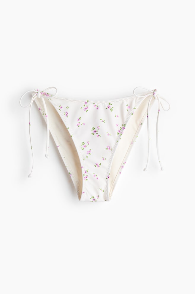 Tie tanga bikini bottoms - White/Floral/Black/Light purple/Paisley pattern/Dark brown/Mint green/Light beige/Tie-dye/Lilac/Yellow/Light blue/Dark brown/Polka dot - 1