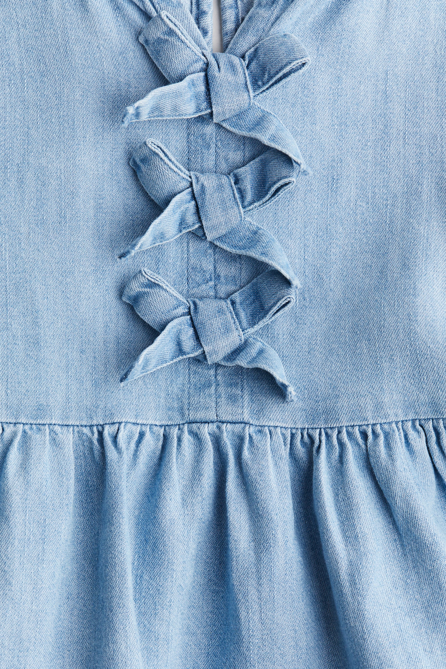 Bow-detail peplum blouse - Light denim blue/White - 2