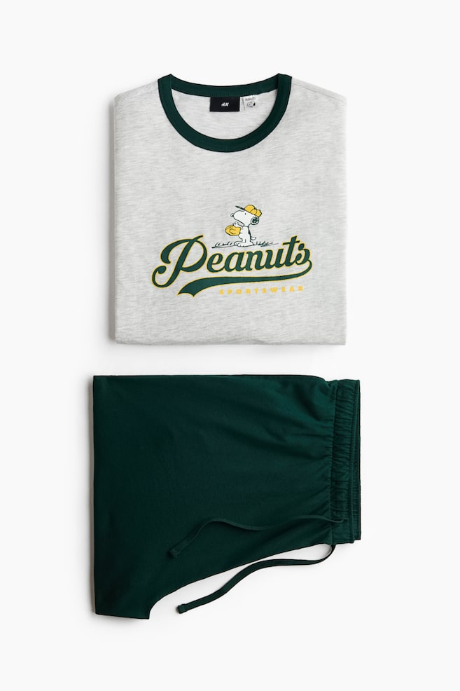 Conjunto de 2 peças de vestuário de lazer - Verde escuro/Snoopy - 1