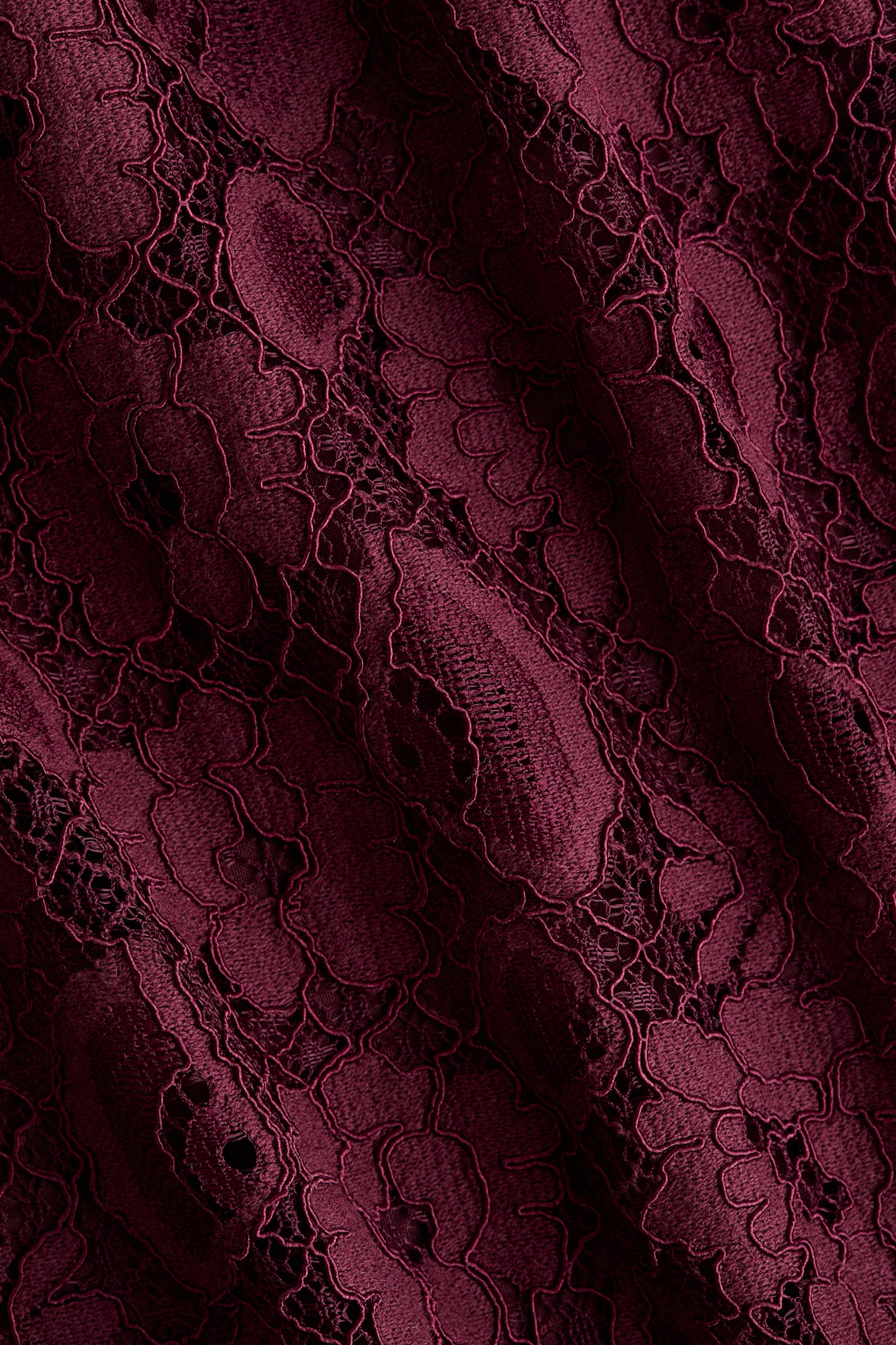 Vestido de encaje con olanes - Rojo oscuro/Crema - 2