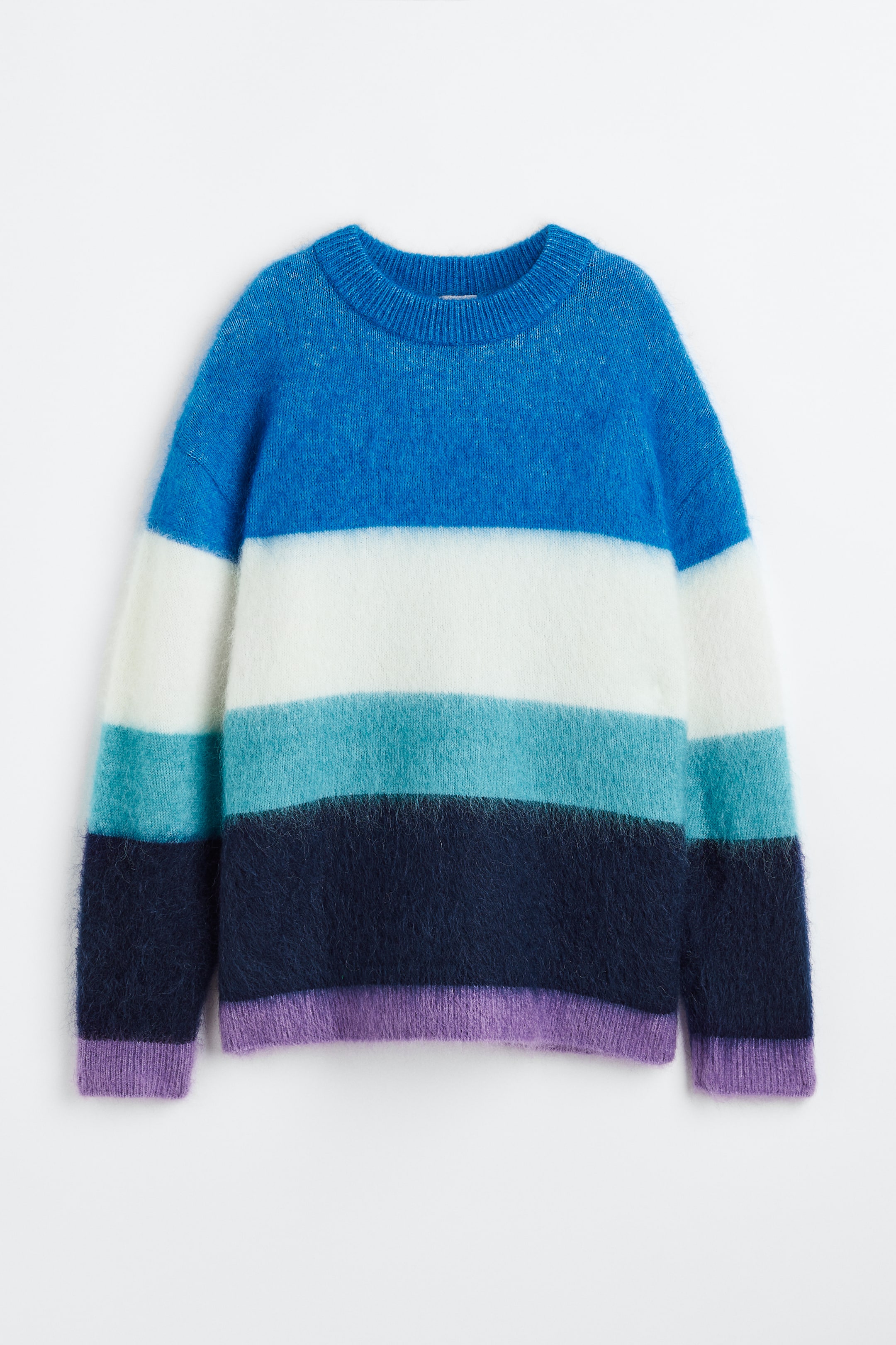 Oversized wool-blend jumper - Blue/Striped - Ladies | H&M GB