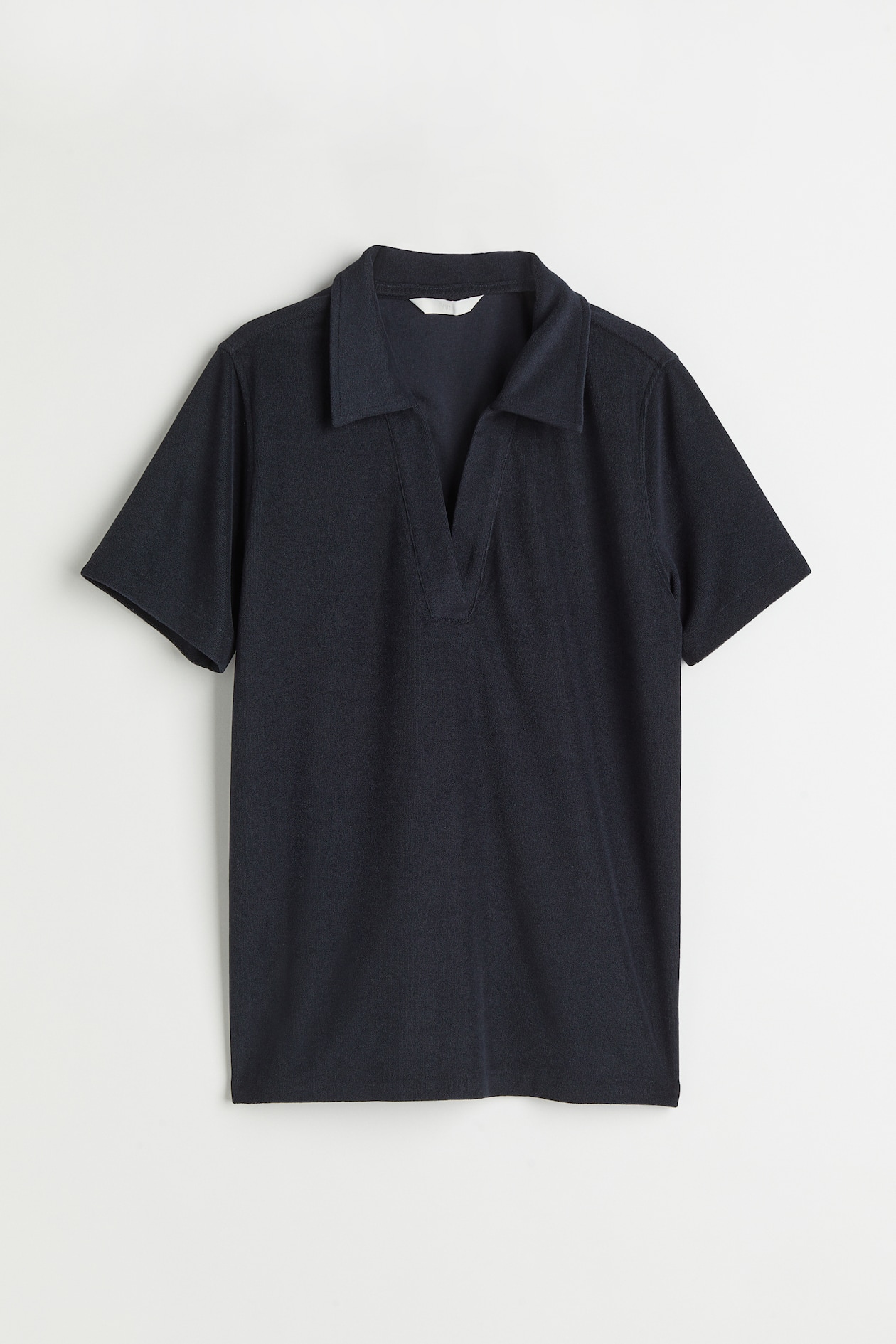 Terry polo shirt - V-neck - Short sleeve - Dark blue - Ladies | H&M GB