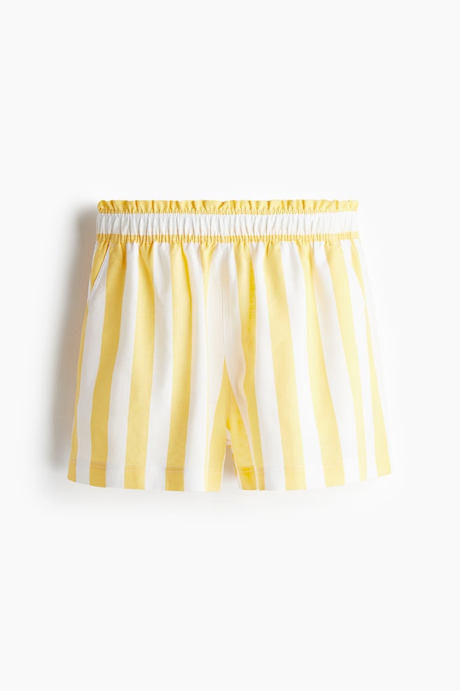 Short en lin mélangé - Jaune/rayé/Vert kaki foncé/Bleu marine/rayé - 1