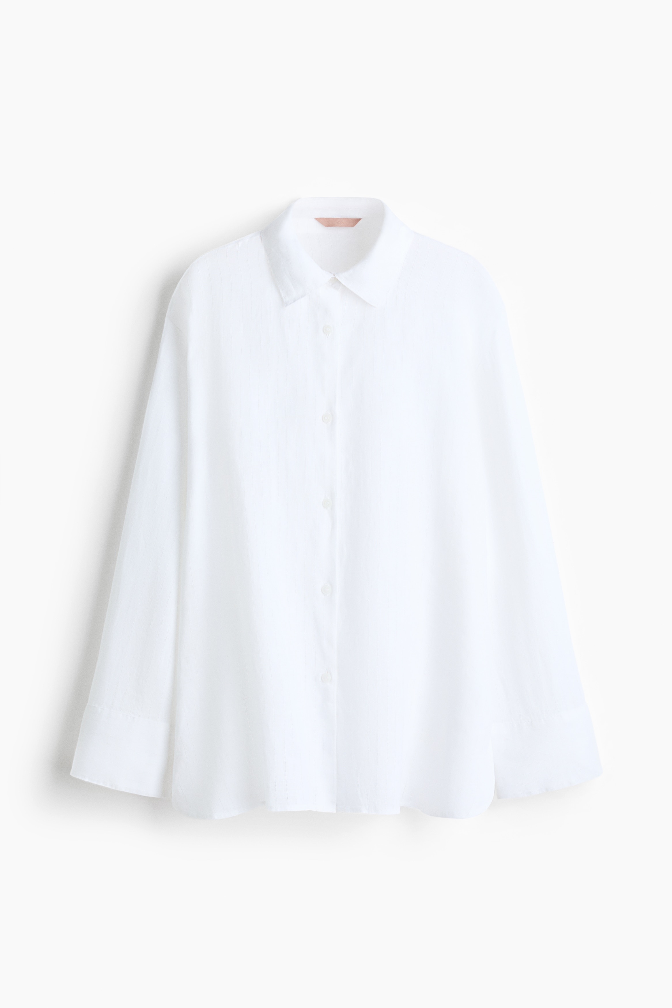 Oversized Linen Shirt - White/Dark brown
