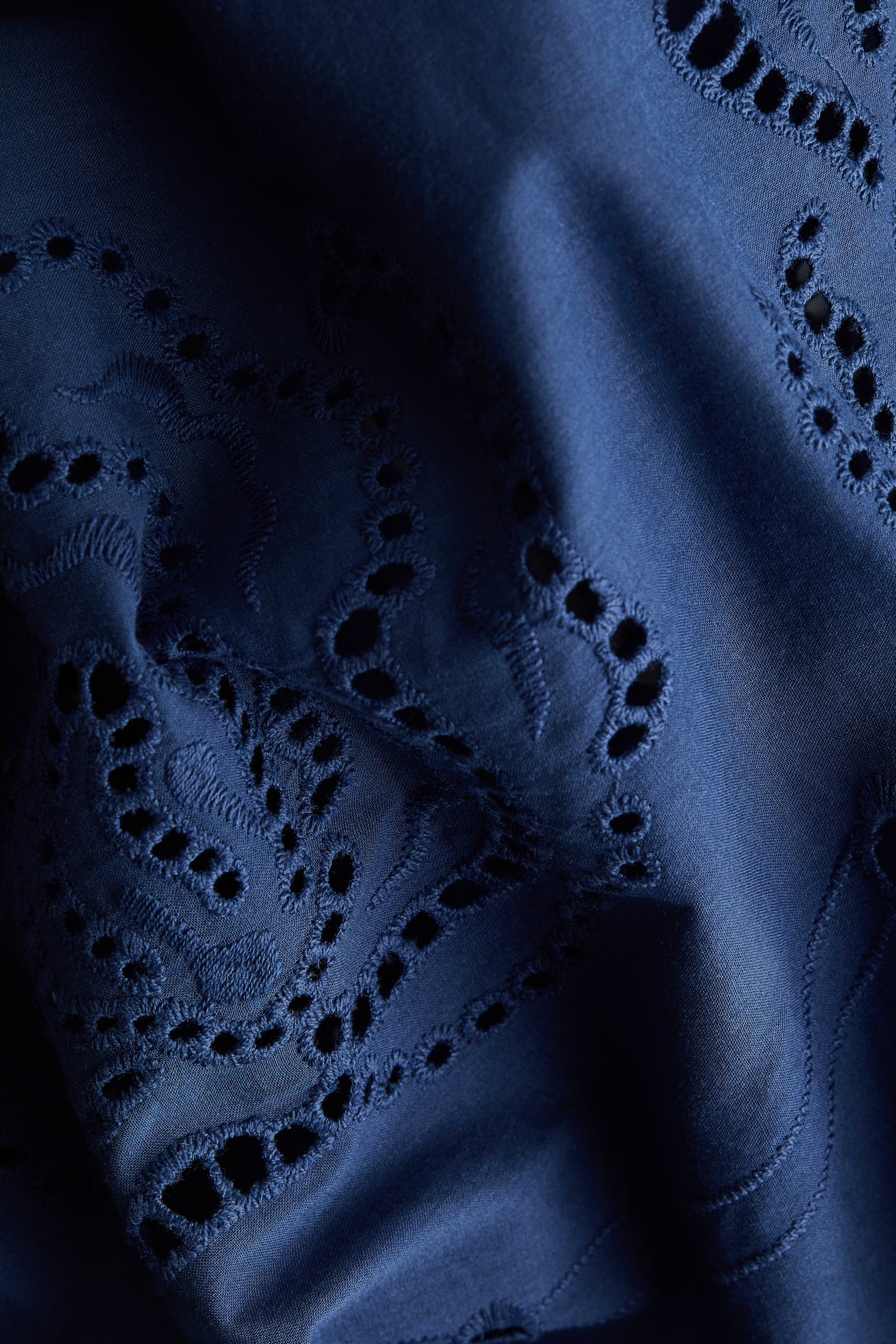 Broderie anglaise cotton blouse - Dark blue - 3