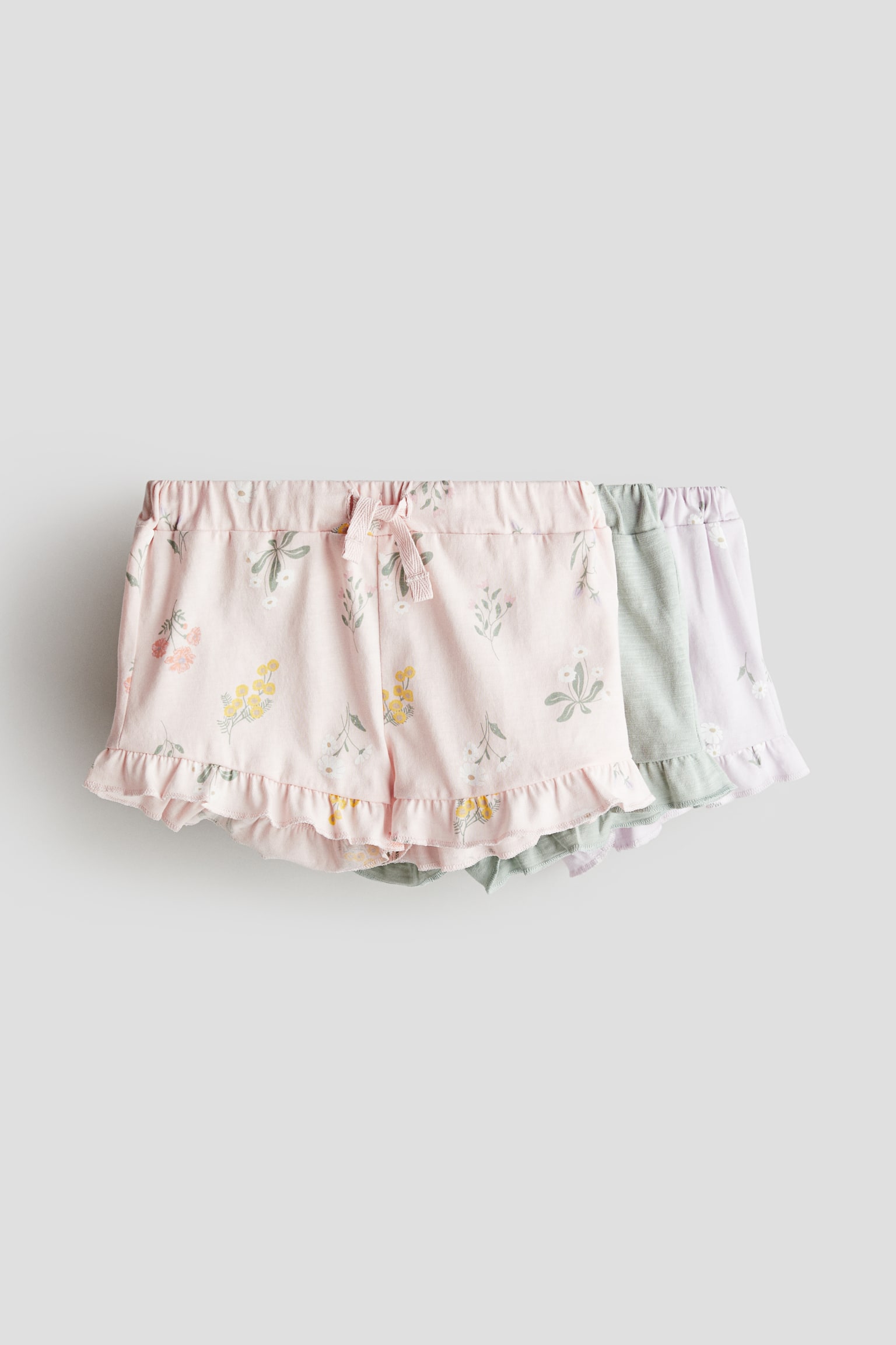 3-pack frill Trim Jersey Shorts - Light purple/Floral - 1