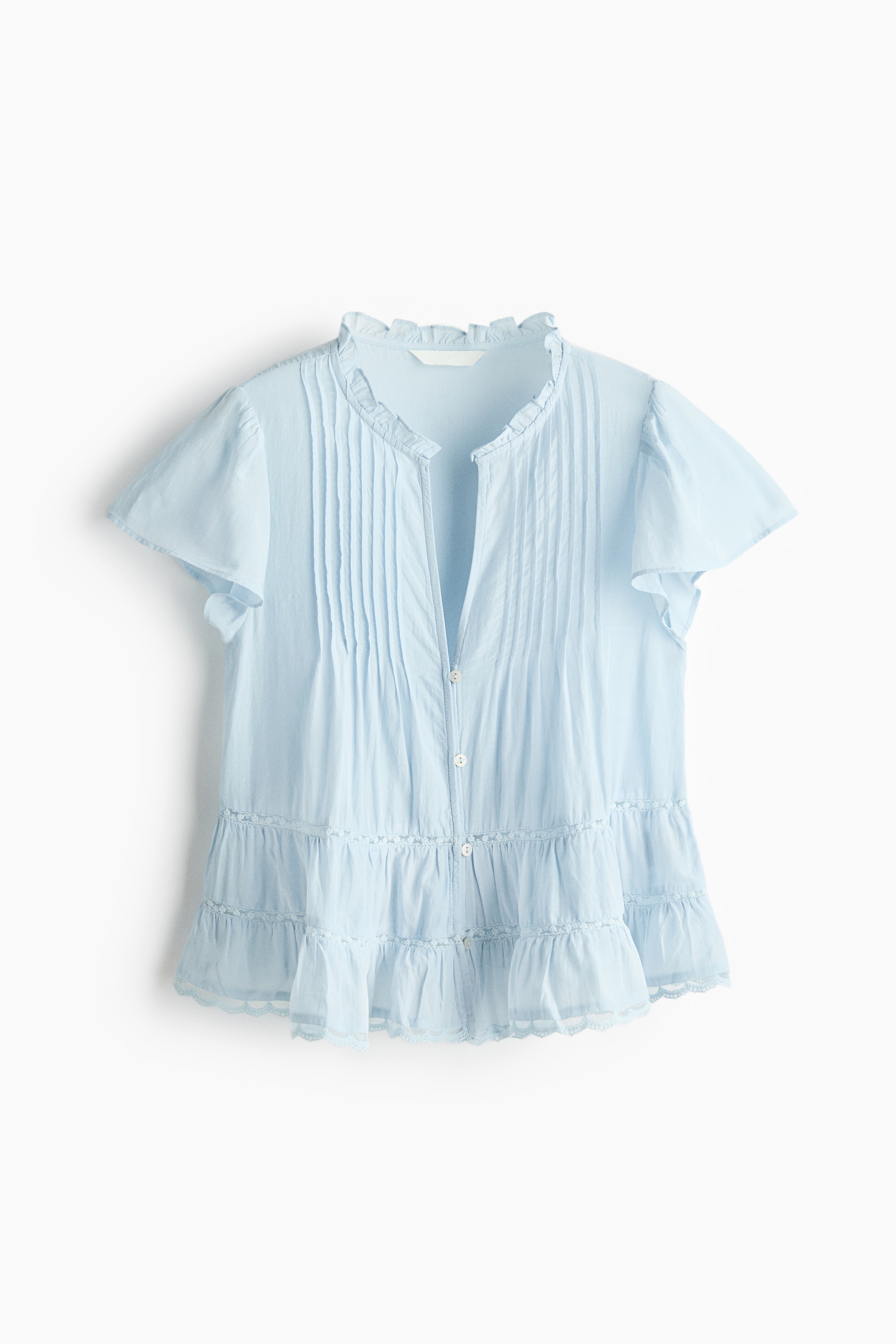 Bluse mit Puffärmeln - Hellblau