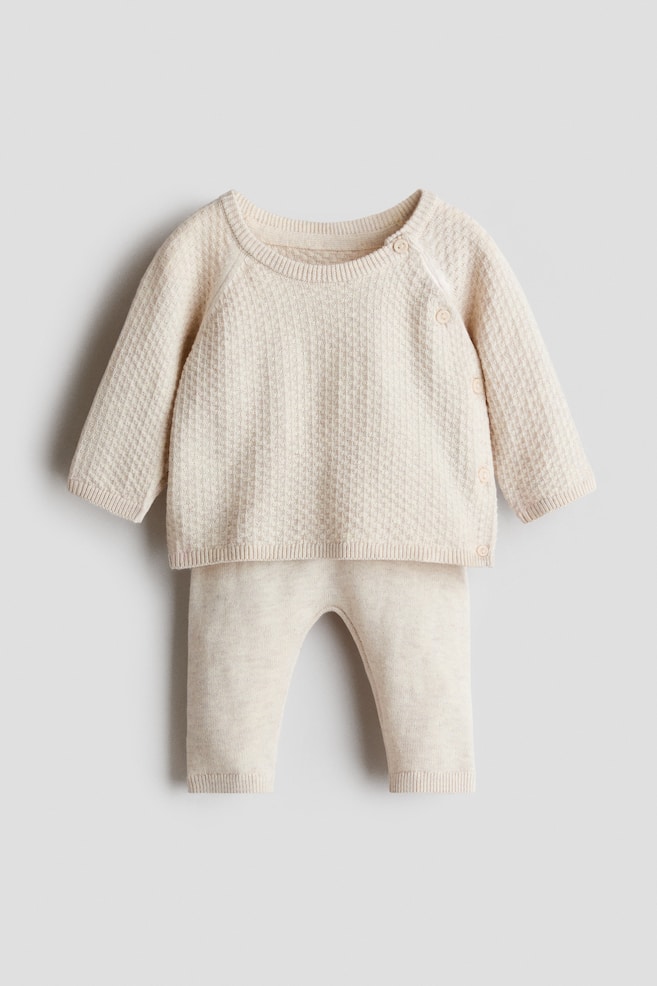 2-piece cotton set - Light beige/Light dusty blue - 1