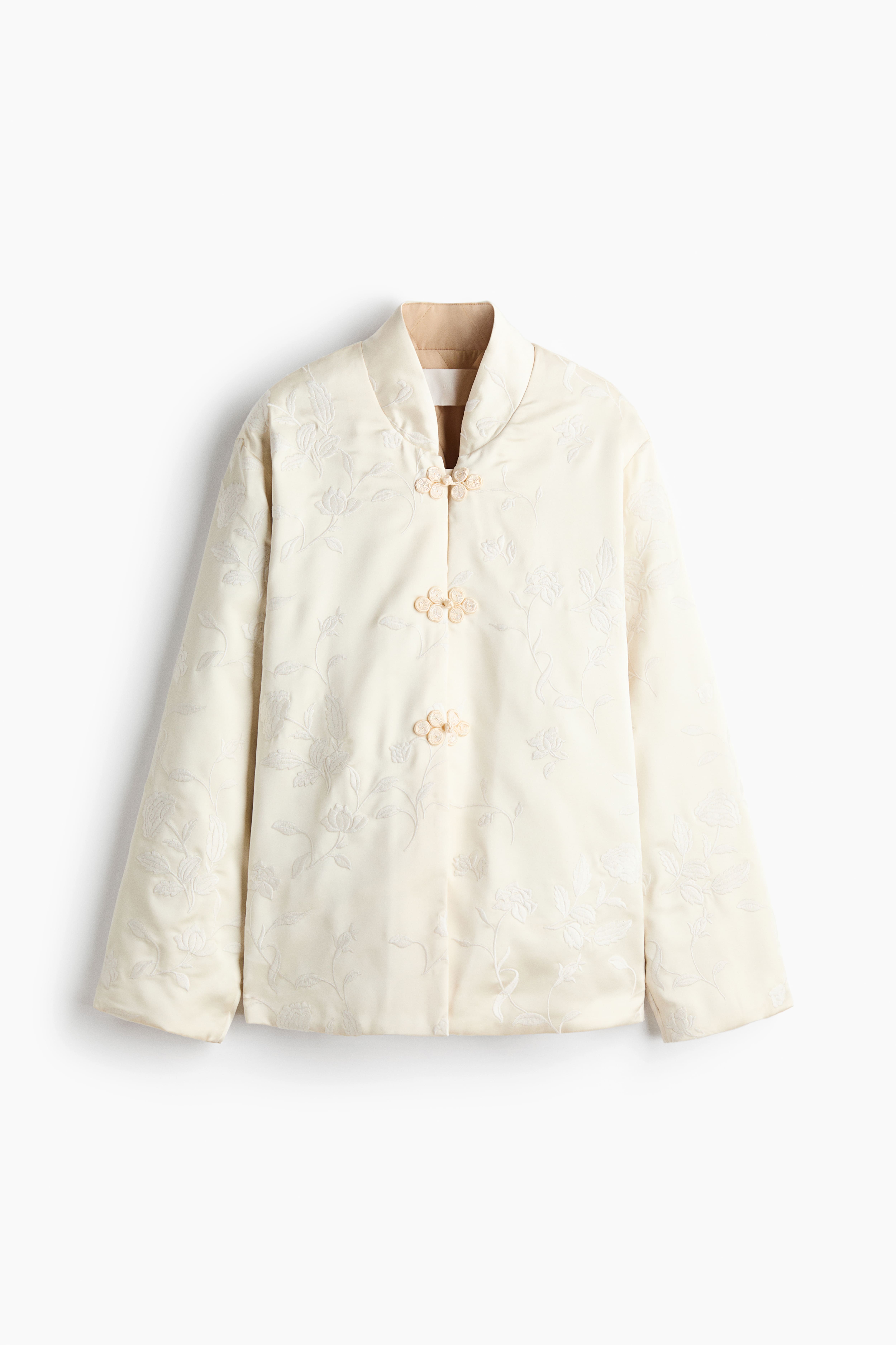 Embroidered Knot-Button Jacket
