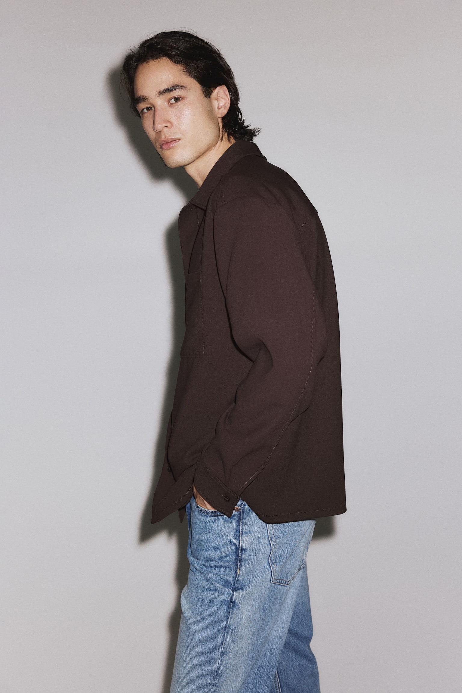 Four-way Stretch Overshirt - Dark brown/Black/Navy blue/Dark brown - 7