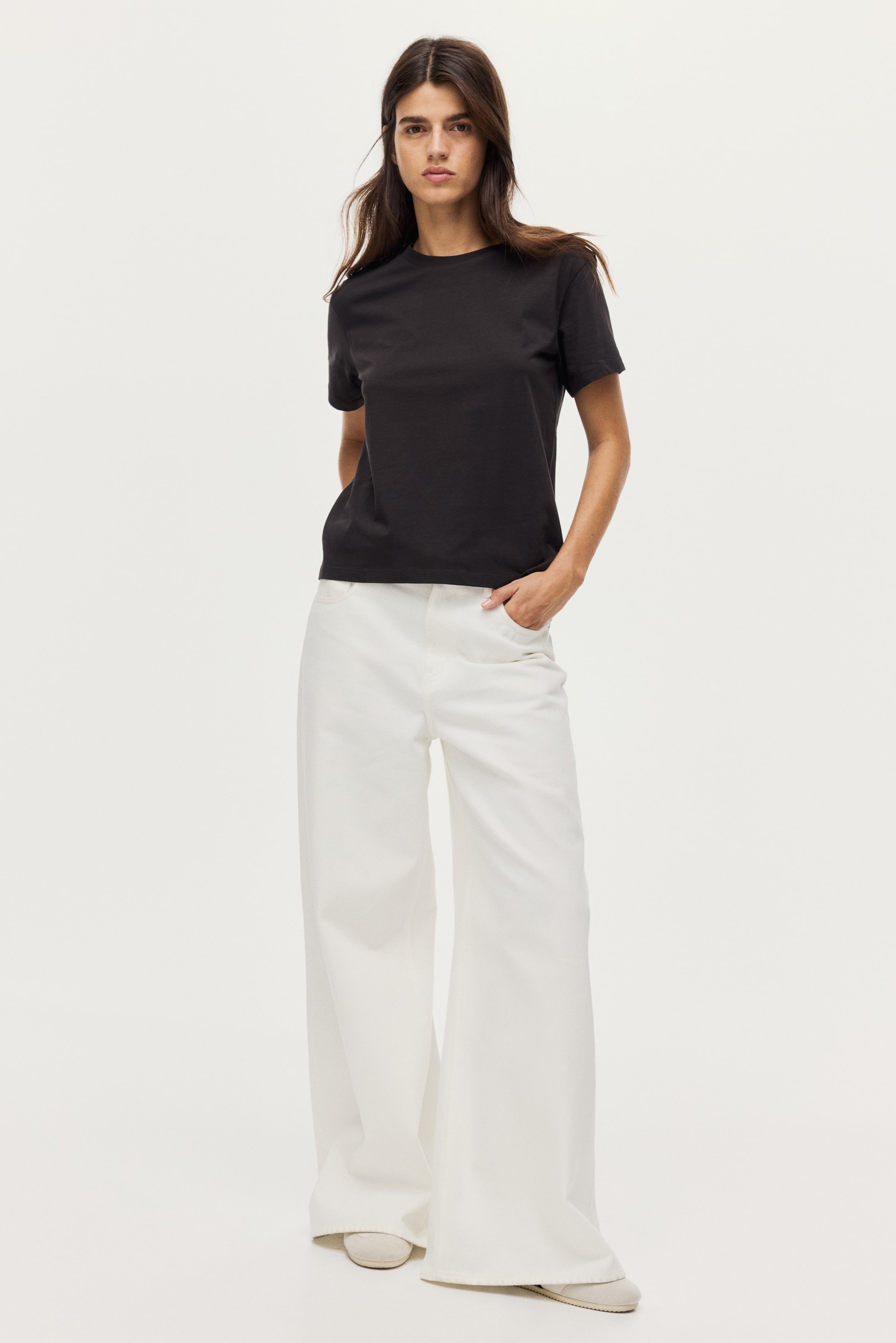 View larger image: Cotton T-shirt - Dark brown - Ladies | H&M SG 2