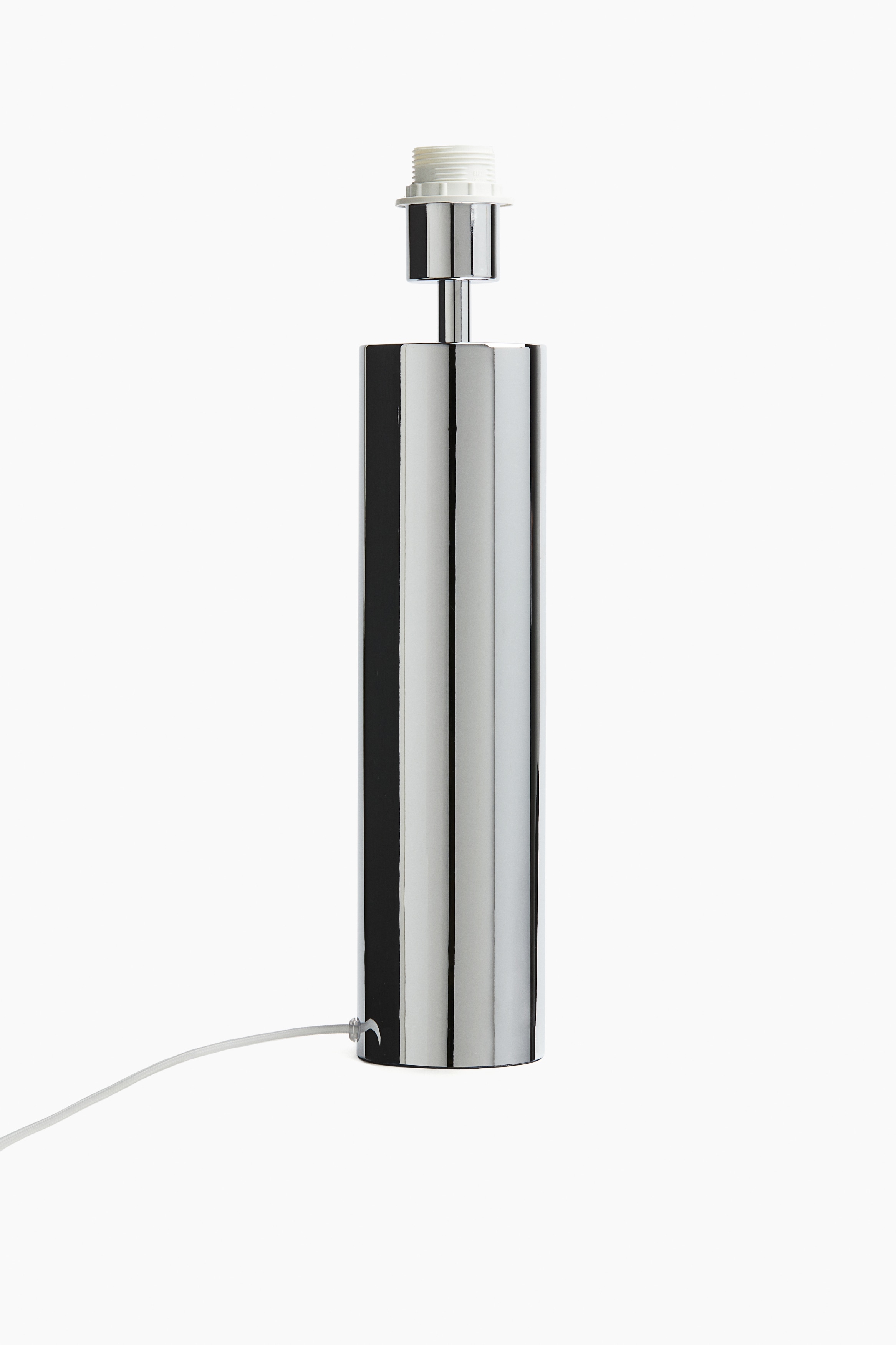 Grand pied de lampe en métal - Argenté/Brun/motif façon bois/Brun foncé/motif façon bois