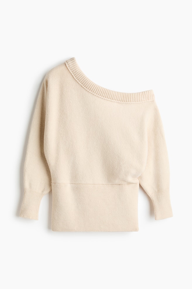 One-Shoulder Sweater - Light yellow - 1