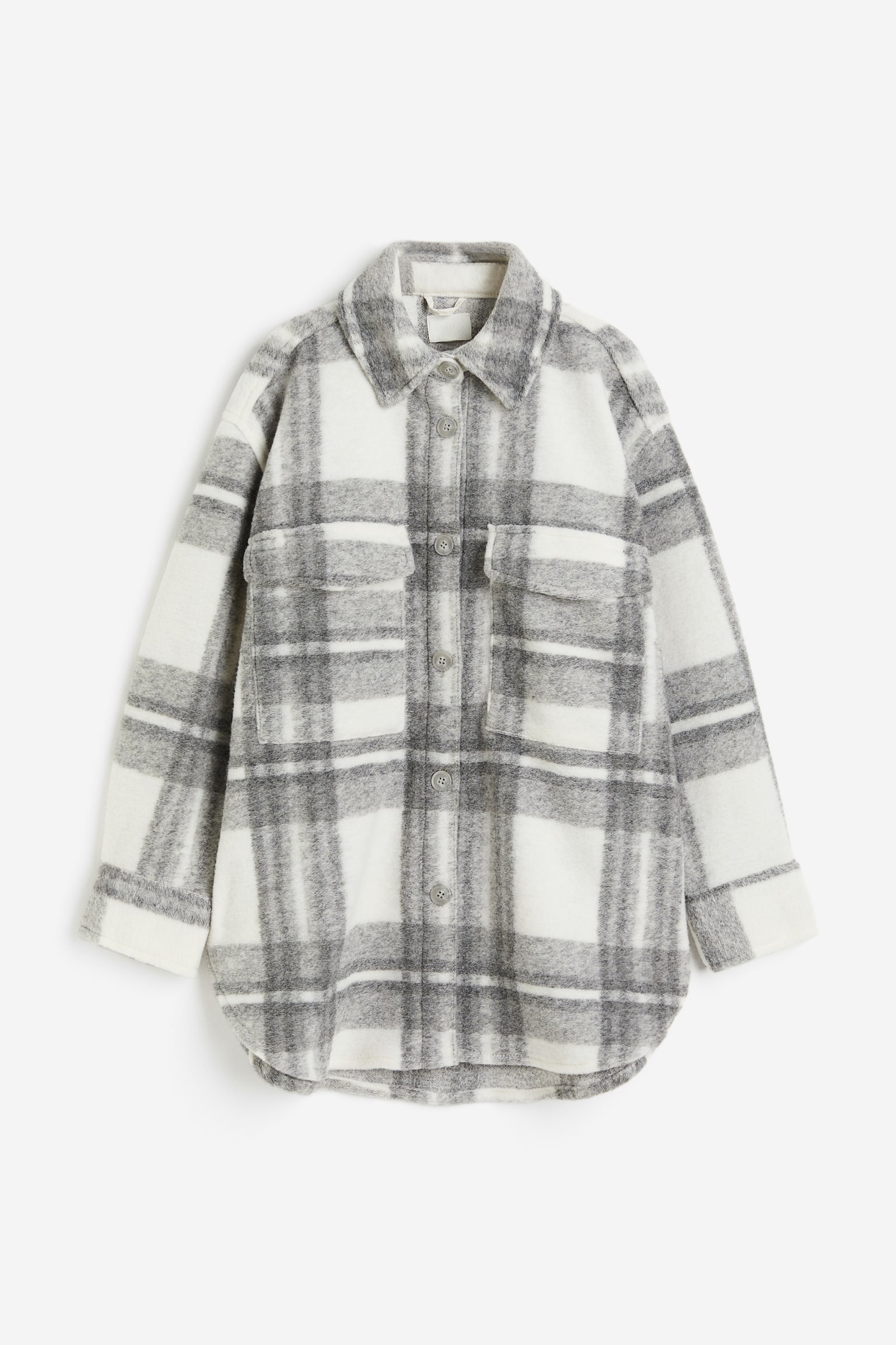 Oversized shacket - Beige/Checked - 1