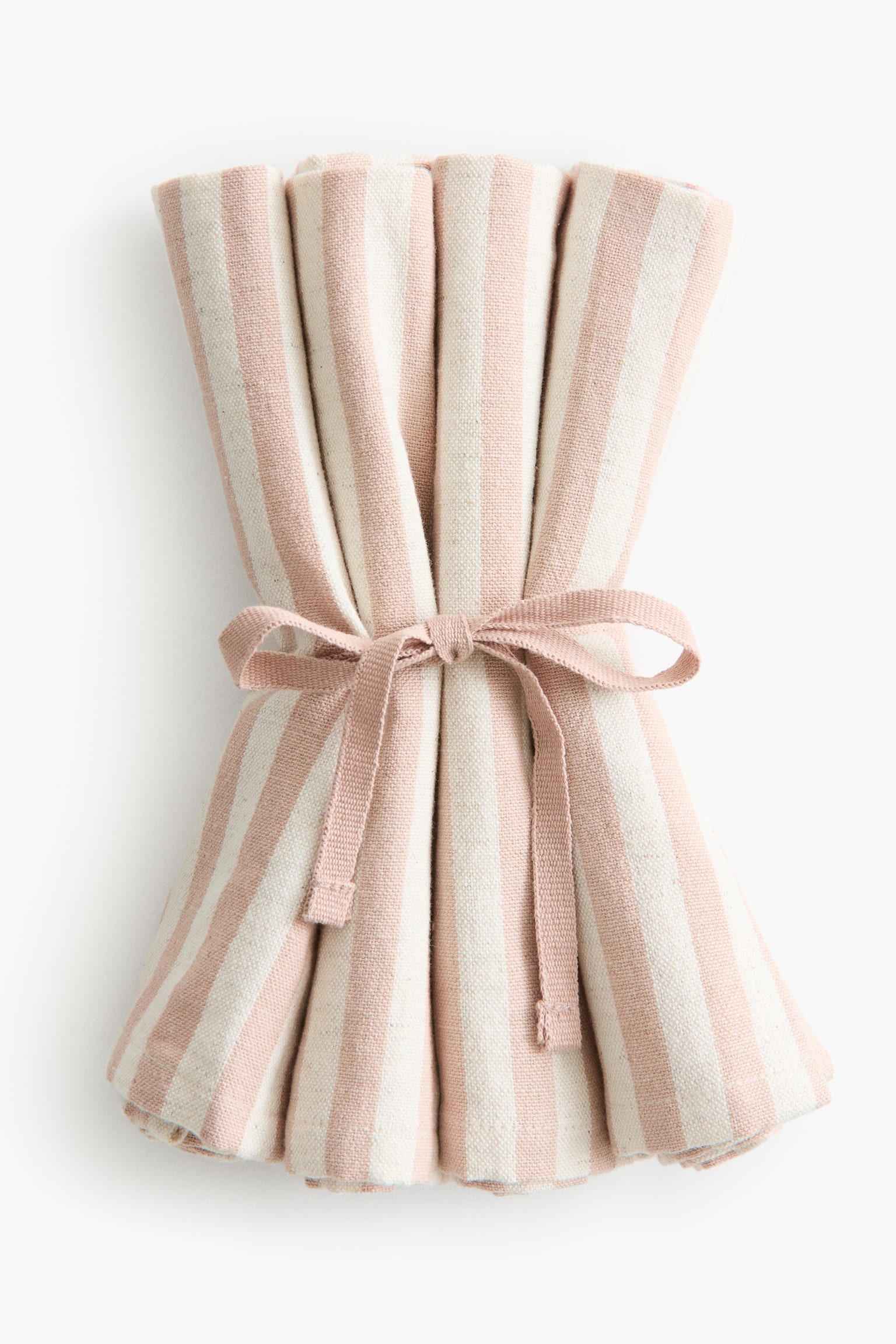 4-pack cotton napkins - Light pink/Striped/Dark grey/Striped/Green/Cream striped/Dark brown/Striped/Beige/Gingham check/Green/Gingham check/Dark brown/Gingham check/Terracotta/Gingham check/Terracotta/Striped/Light pink/Gingham check/Beige/Striped - 1