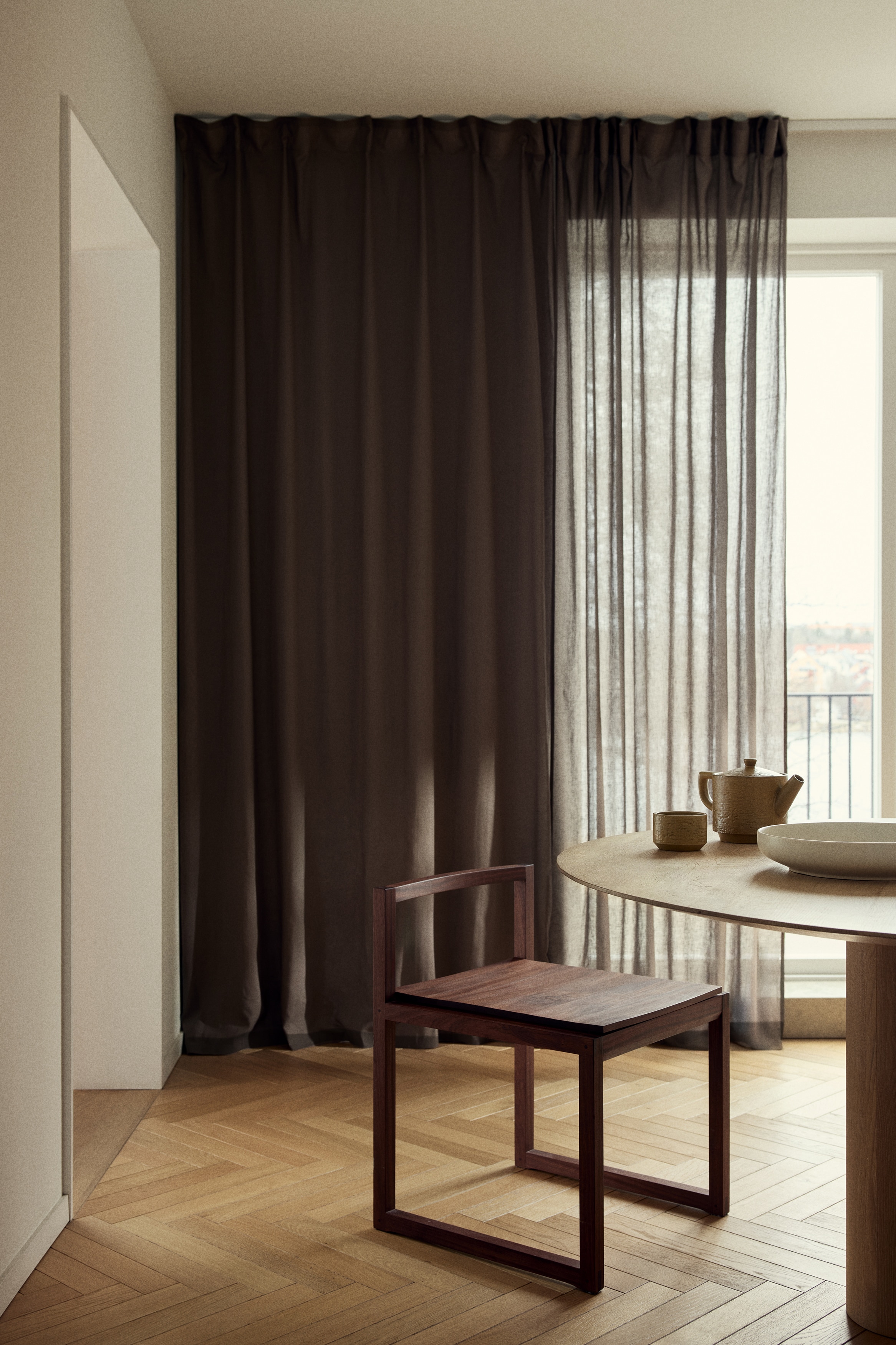1-Pack Long and Wide Linen-Blend Curtain Panel - Taupe/Sage green/White/Beige/Beige