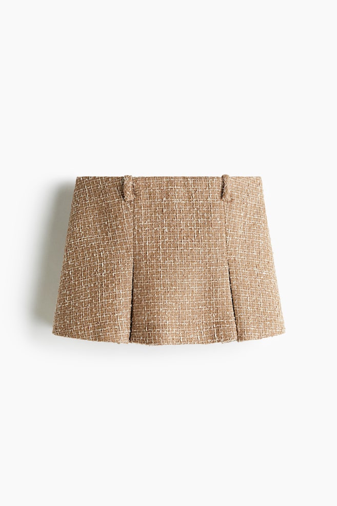 Pleated Mini Skort - Beige/Black - 1