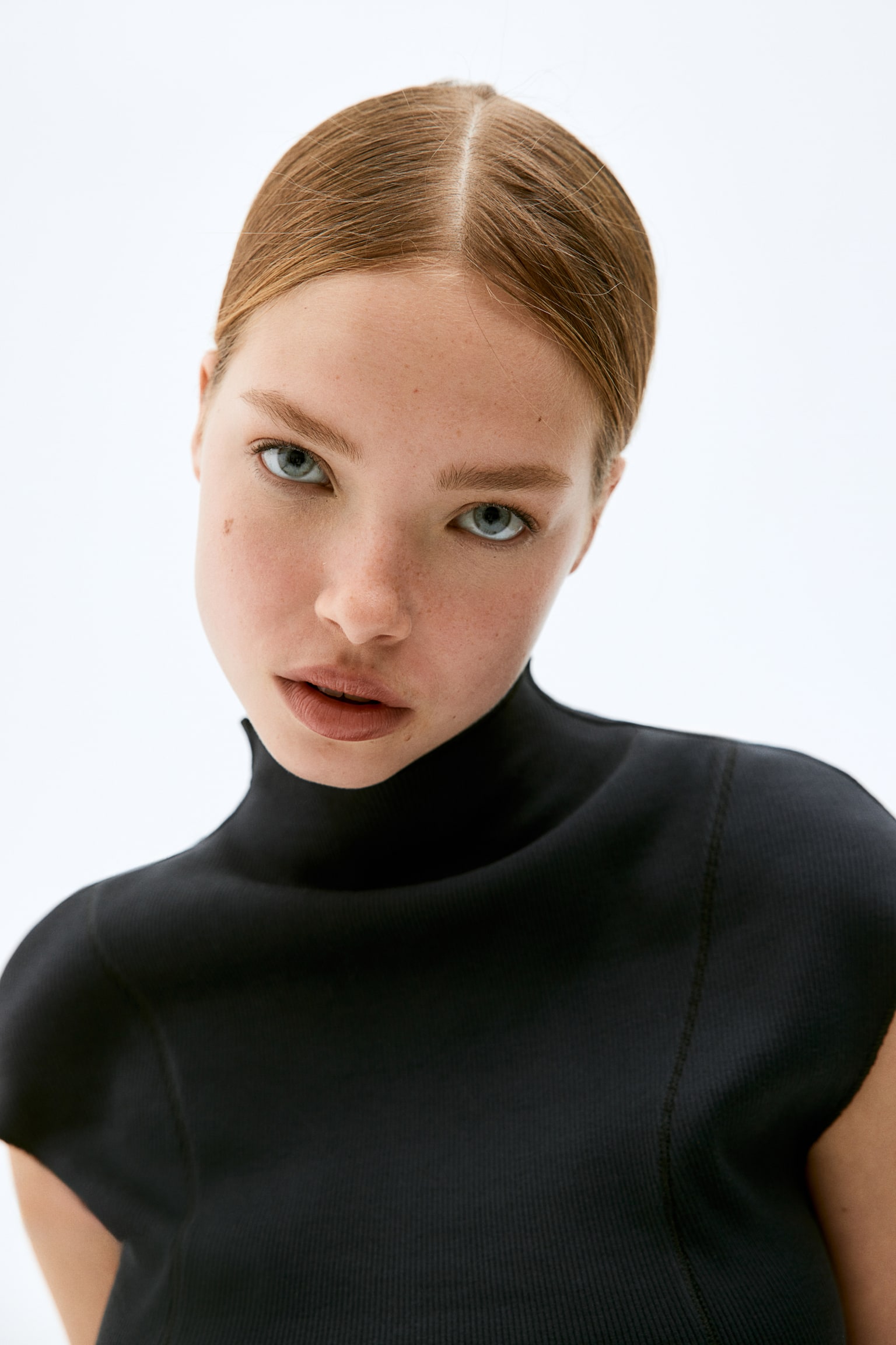 Ribbed turtleneck top - Dark grey/White/Black/Greige/Blue - 4