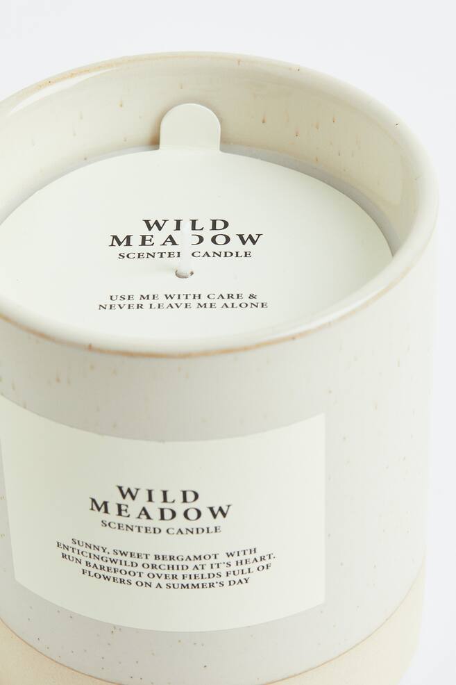 Stort duftlys i keramikkbeholder - Lys beige/Wild Meadow/Sort/Sichuan Fig - 2