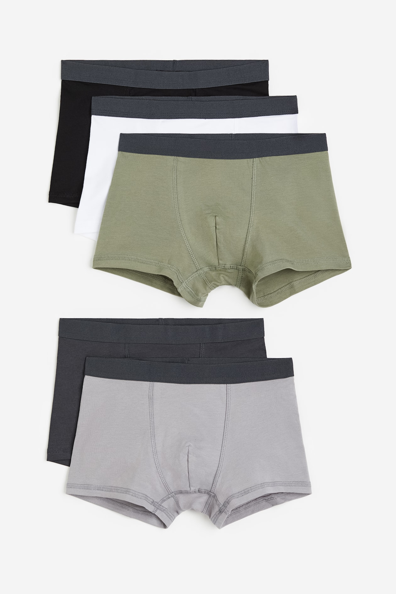 5-pack Boxer Shorts - Regular waist - Dark gray/khaki green - Kids | H&M US