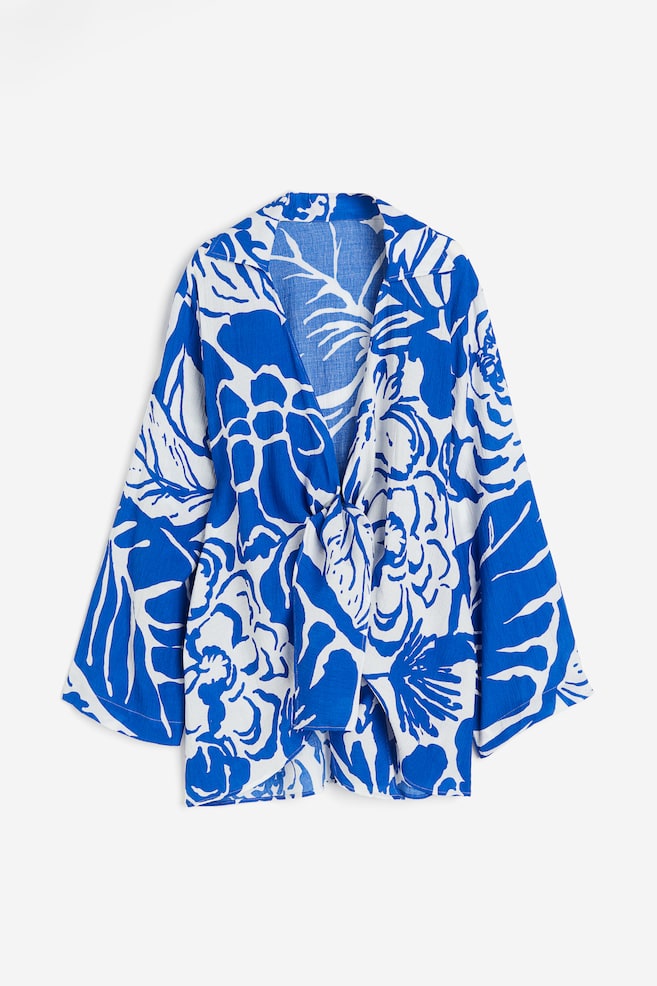 Tie-detail beach dress - Bright blue/White floral - 2