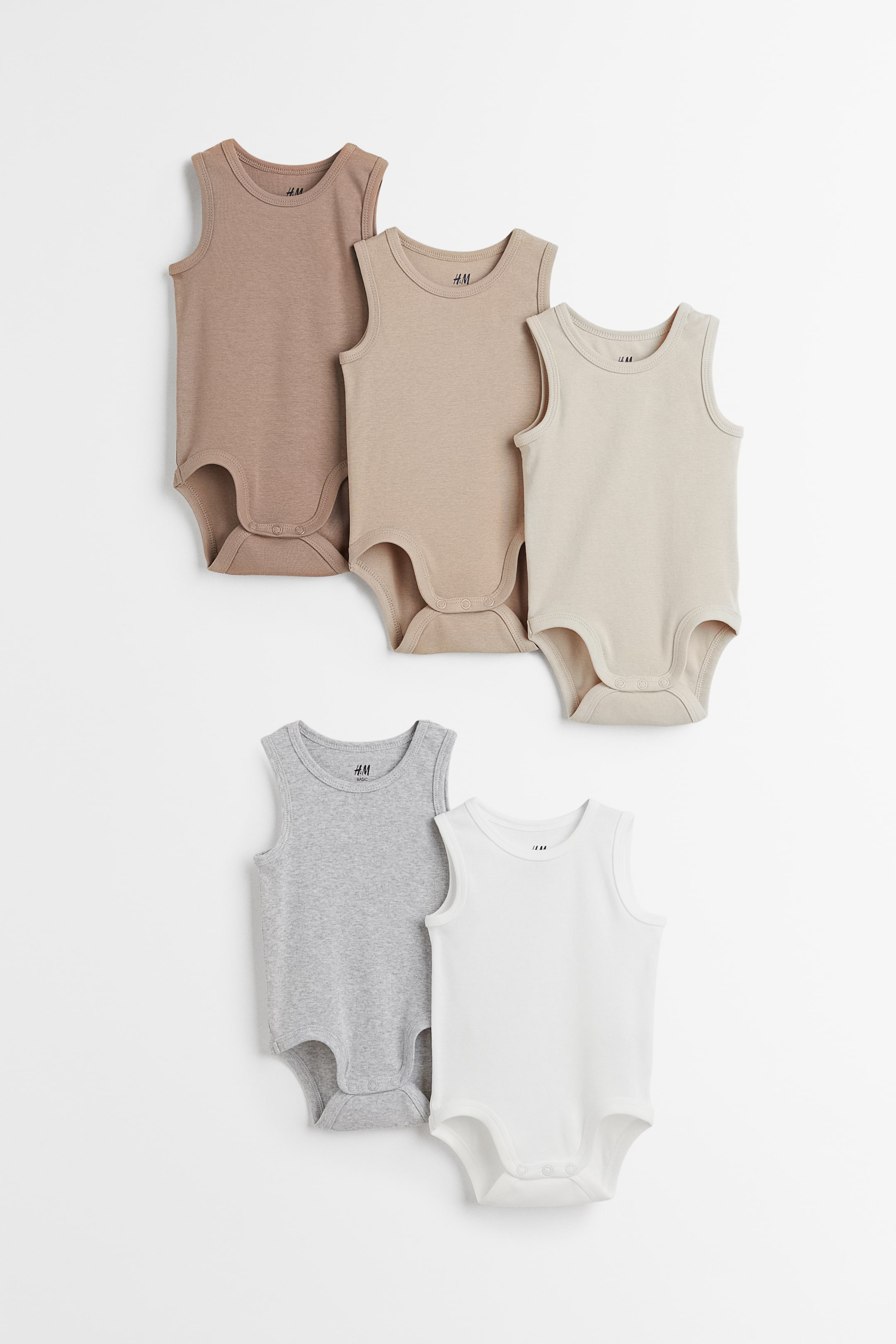 View larger image: 5-pack sleeveless bodysuits - Beige - Kids | H&M IN 1