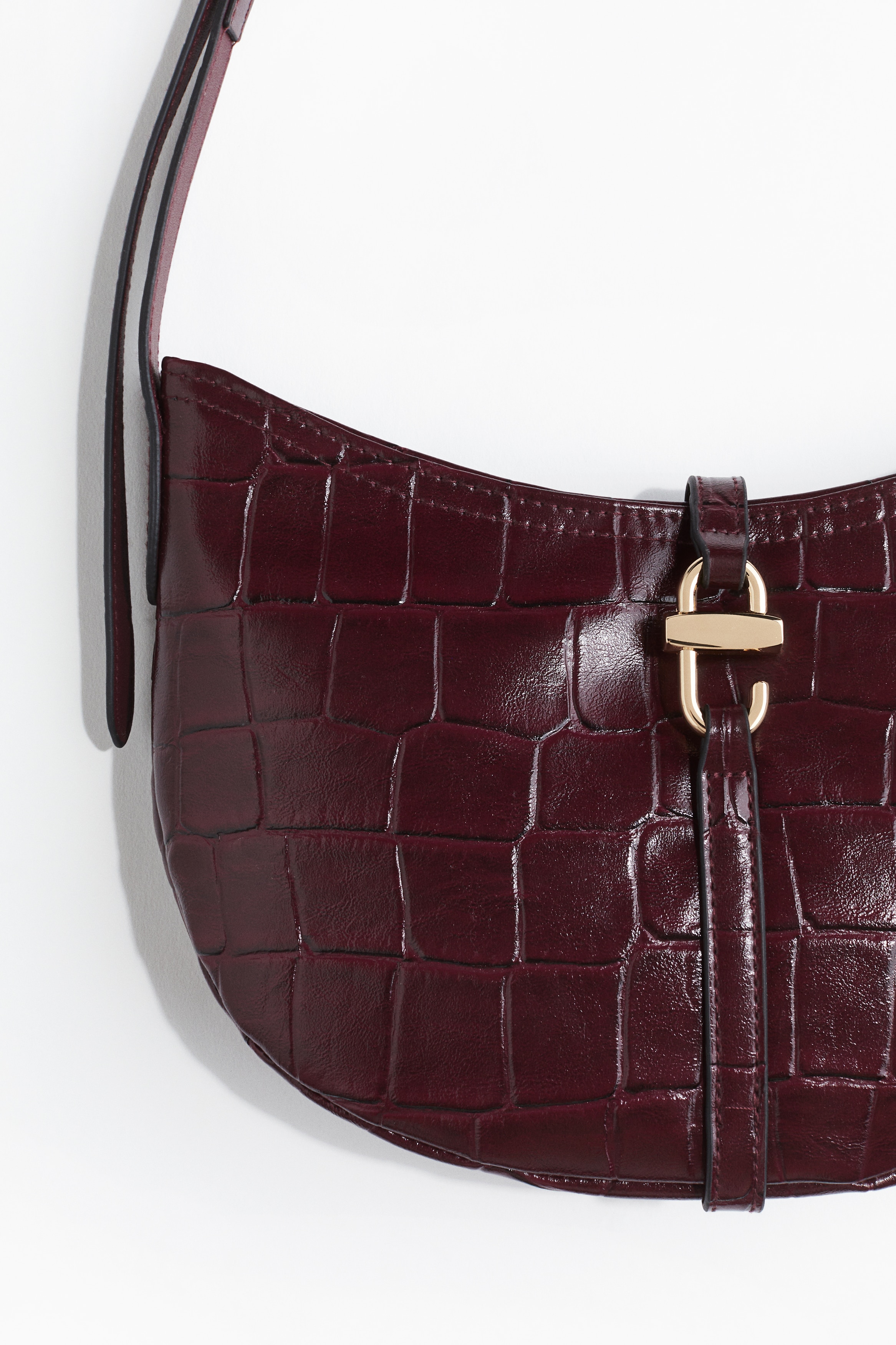 ショルダーバッグ - バーガンディ／クロコダイルパターン