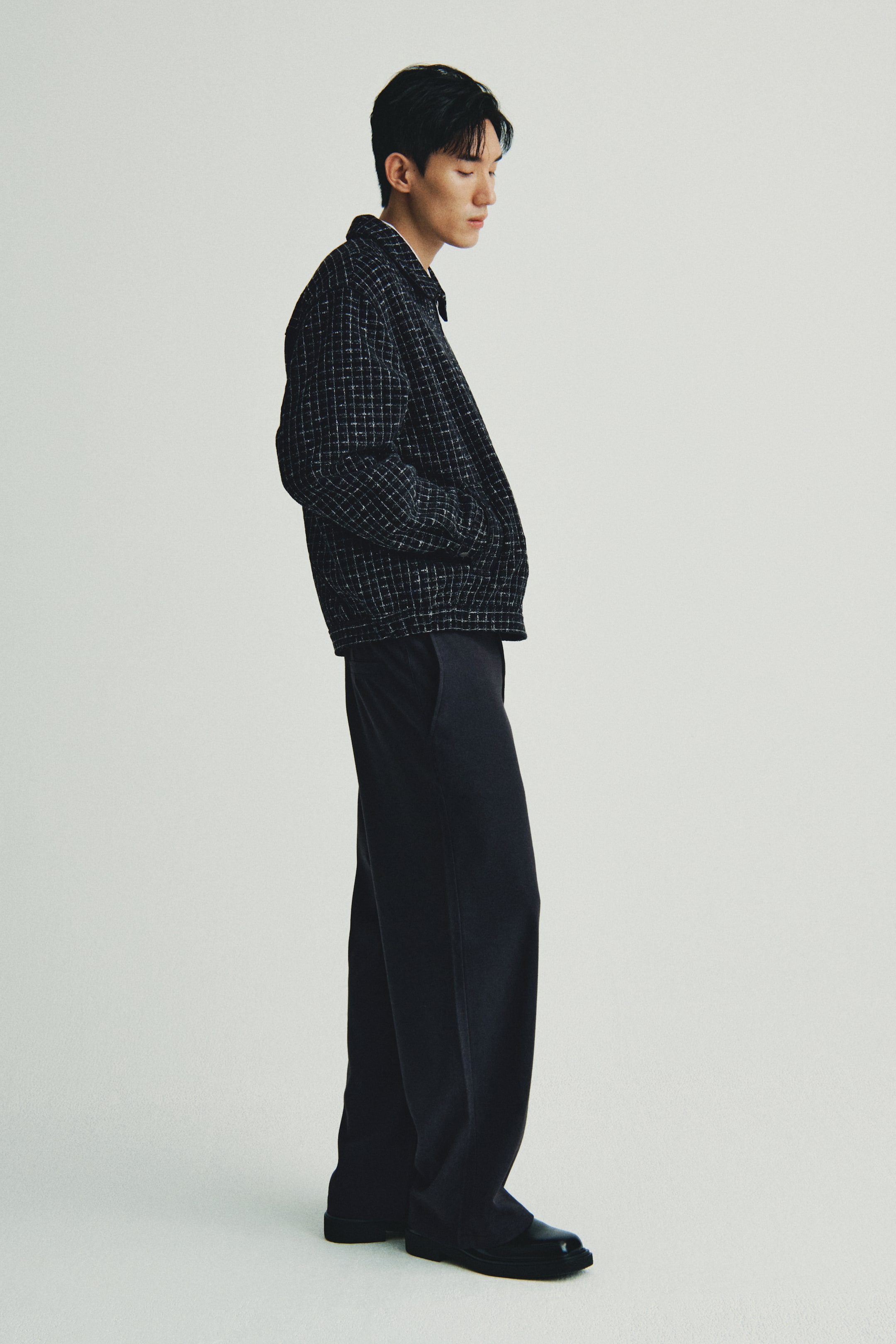 이미지 확대 보기: 해링턴 스타일 재킷 - 블랙/체크 - Men | H&M KR 3