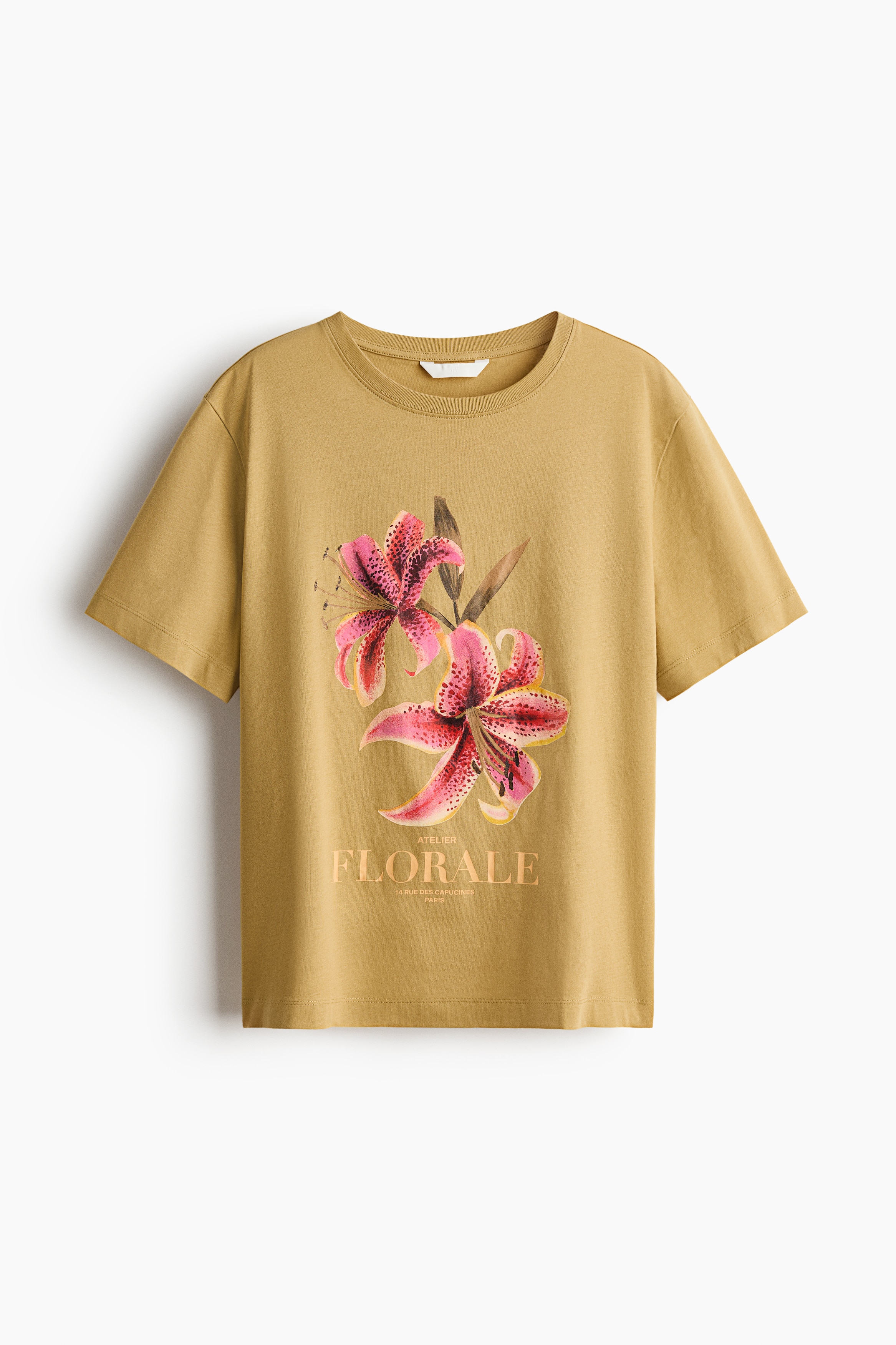 Print-motif cotton T-shirt - Beige/Flowers/Burgundy/Jardin Poésie/Bright red/Atelier Rêverie