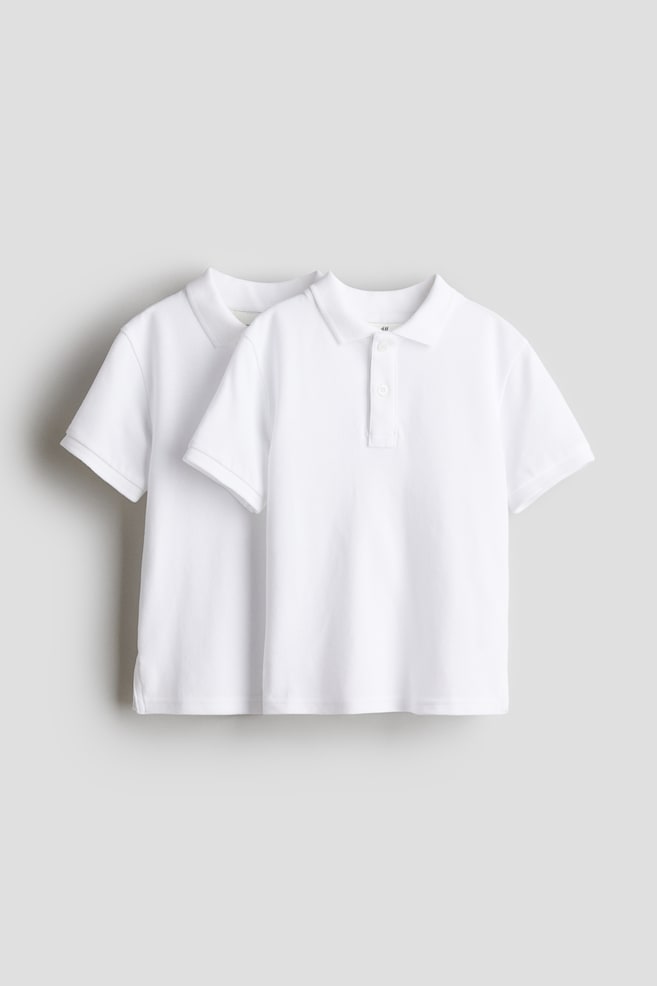 2-pack cotton school polo shirts - White - 1