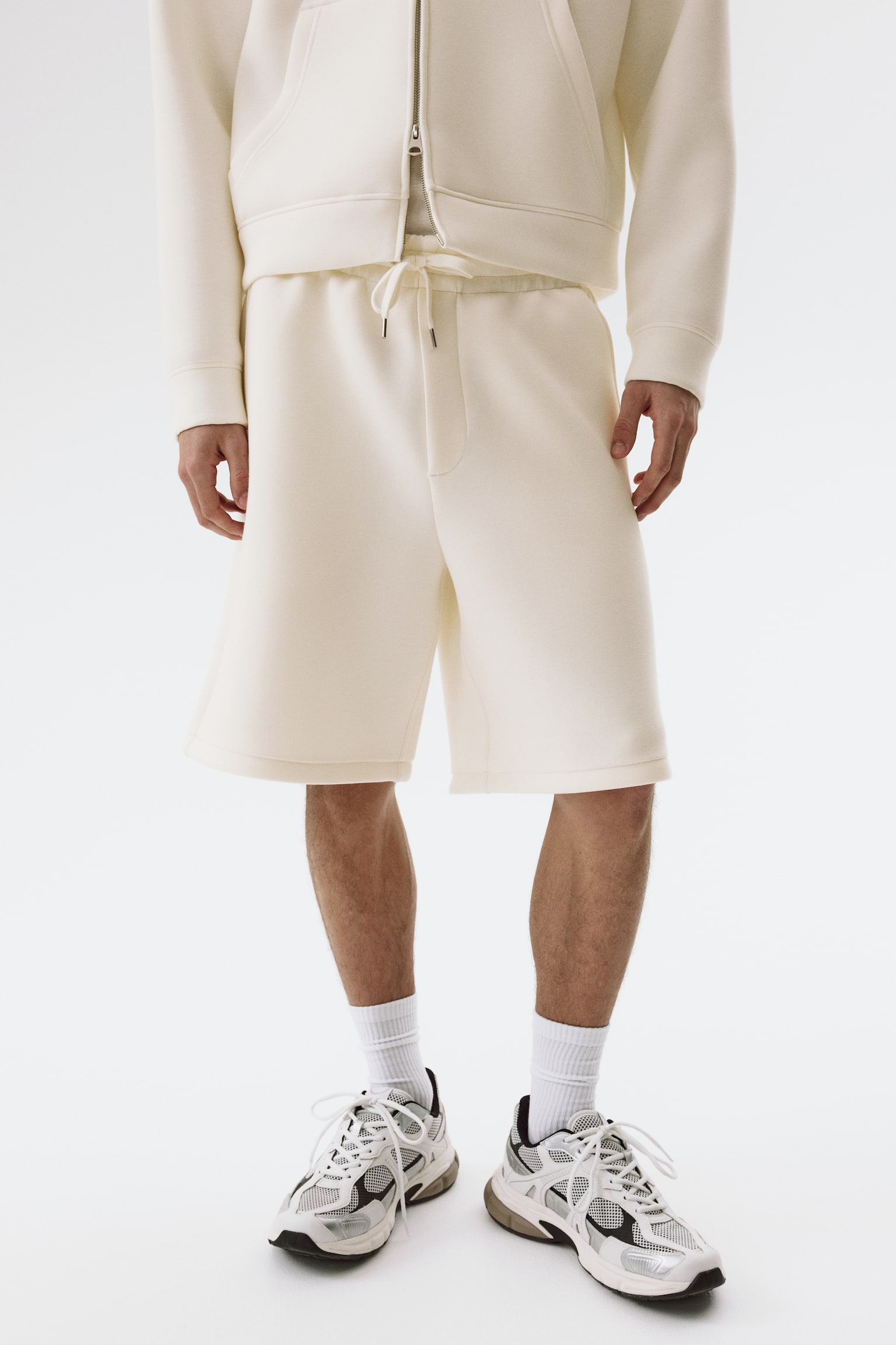 Relaxed Fit Scuba shorts - Cream/Light grey marl/Light dusty green/Dark khaki green - 4