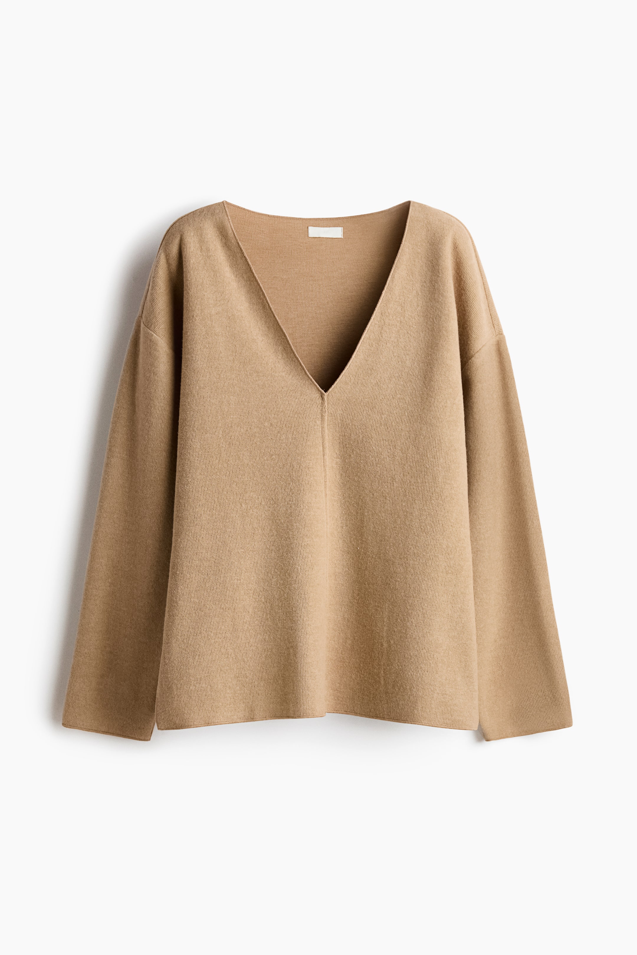 View larger image: Rib-knit V-neck top - Beige - Ladies | H&M 1