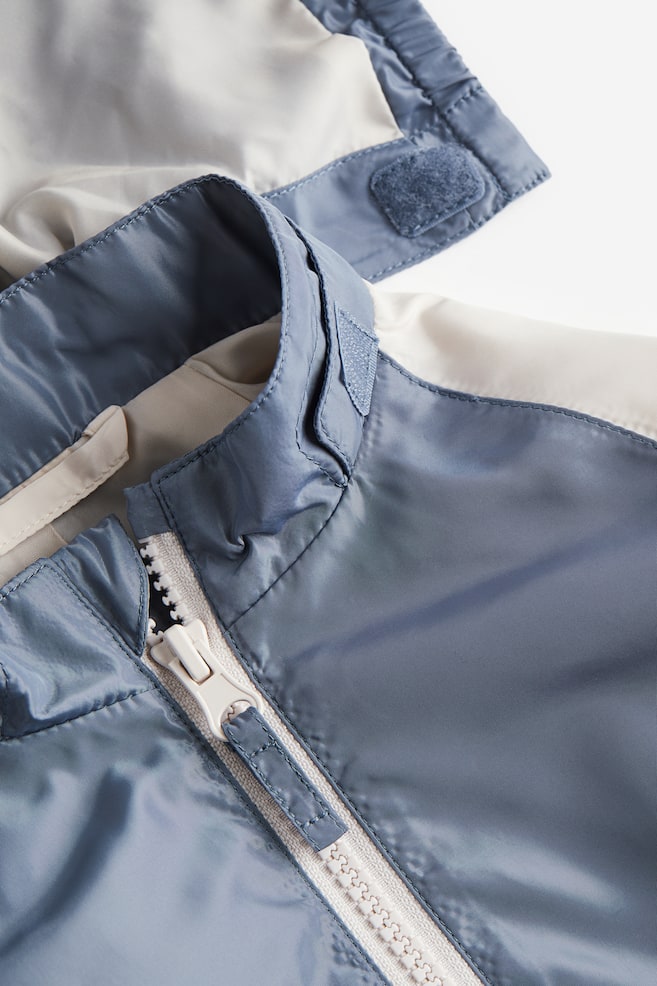 Hooded patterned jacket - Blue/Block-coloured - 3