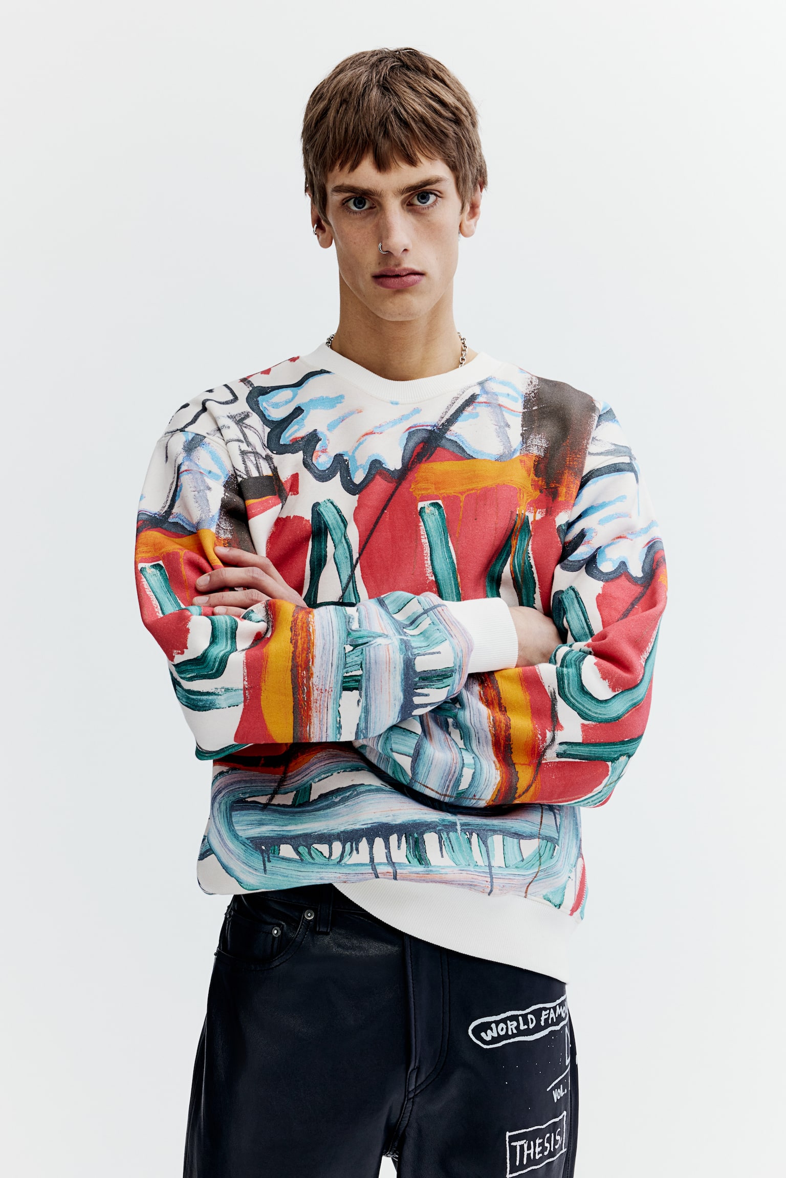 Oversized Fit Cotton sweatshirt - Rust red//Basquiat - 4