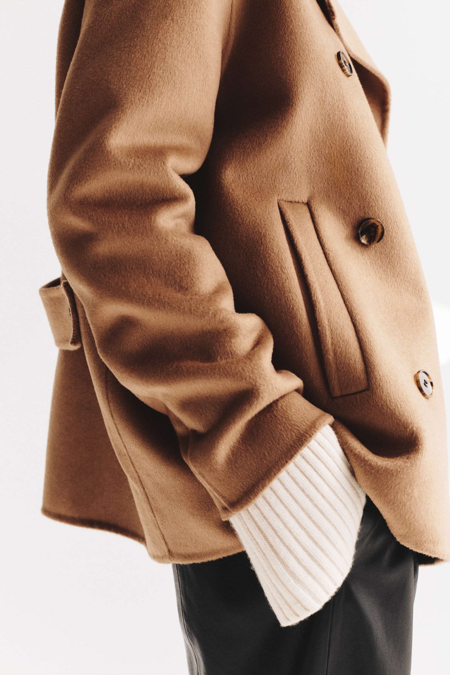 Женское пальто H&M Handmade Wool-Blend, цвет: Тёмный бежевый — фото 5