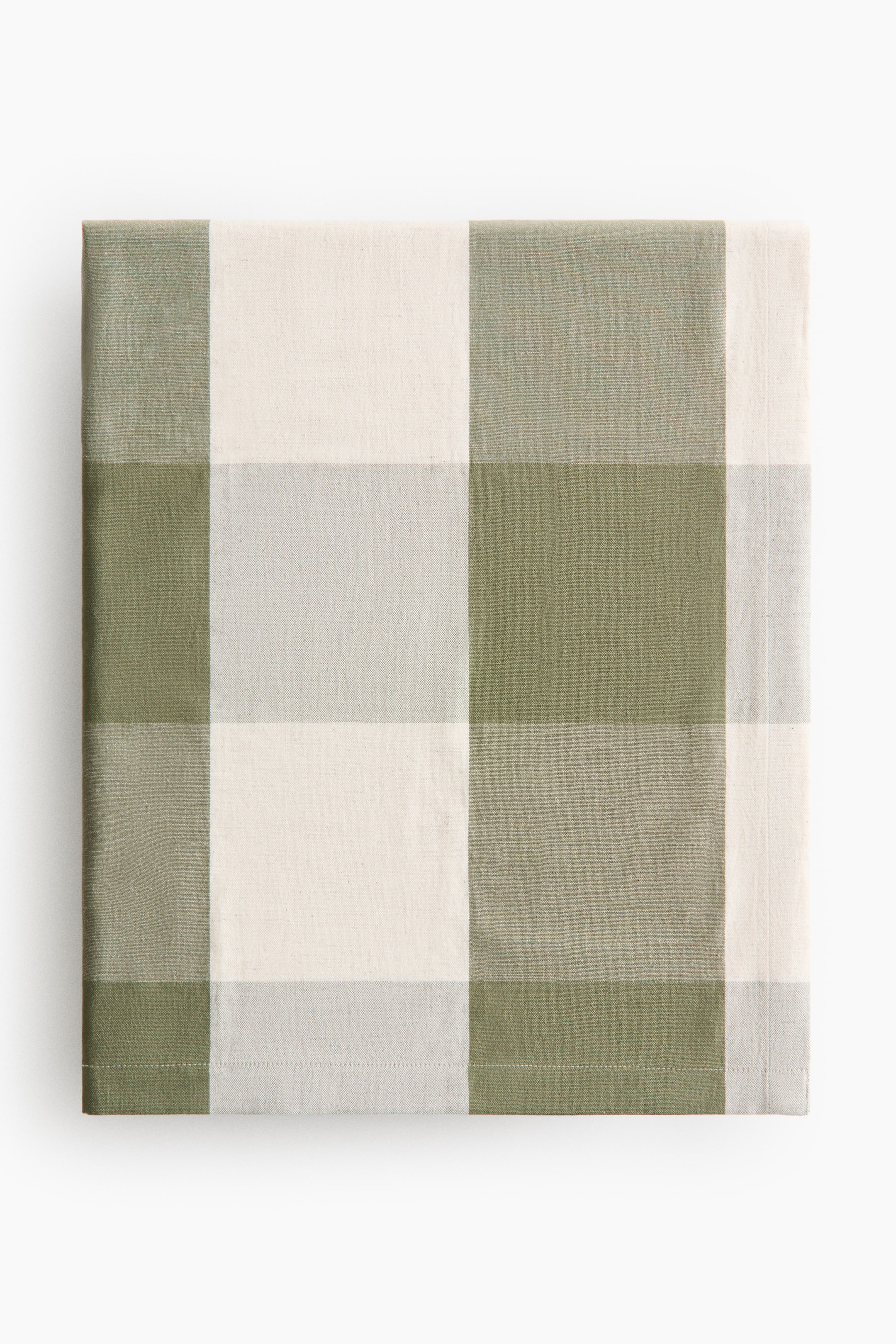 拡大画像を表示: リネンブレンドテーブルクロス - Khaki green/Gingham check - Home All | H&M JP 2
