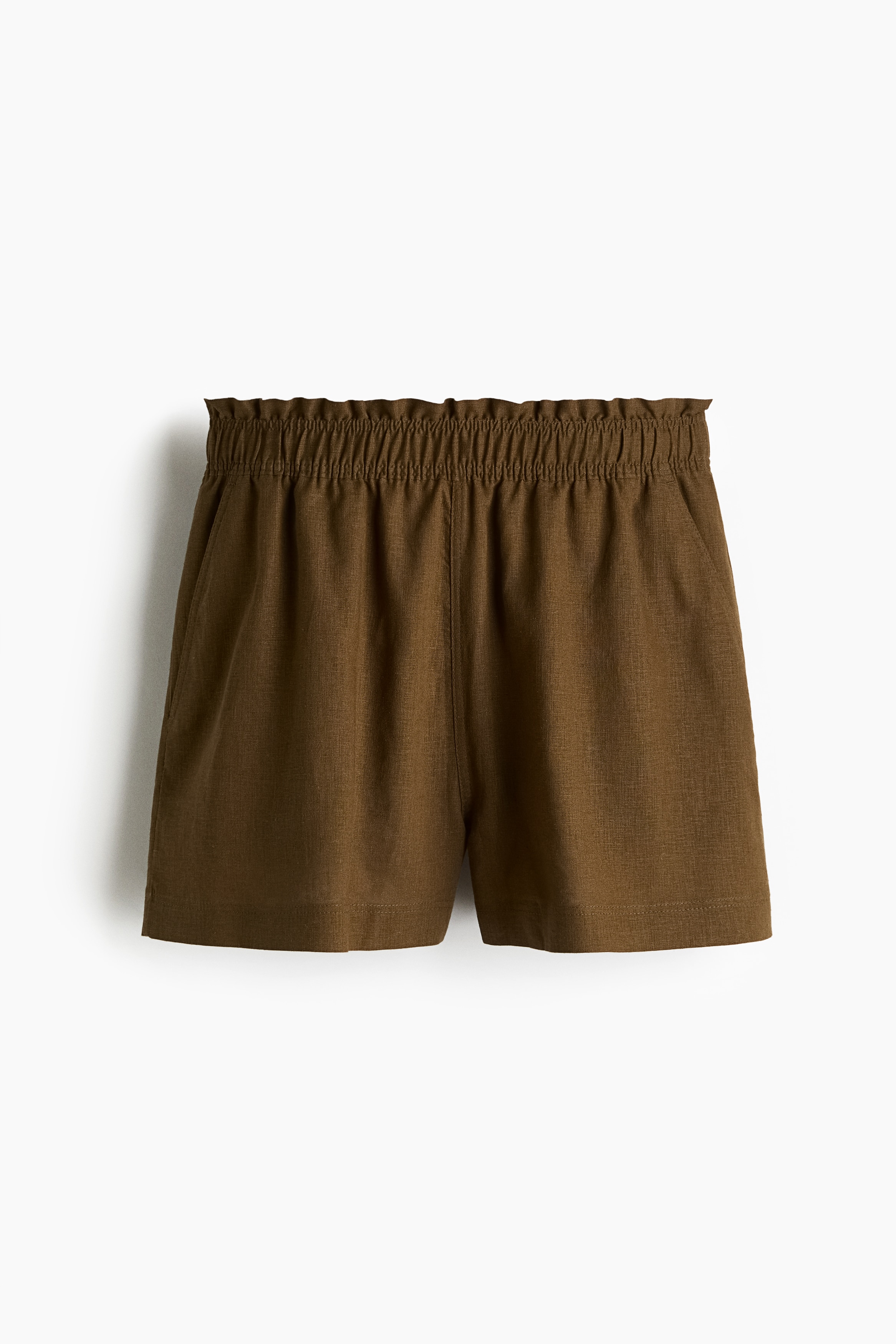 Linen-Blend Shorts - Dark khaki green