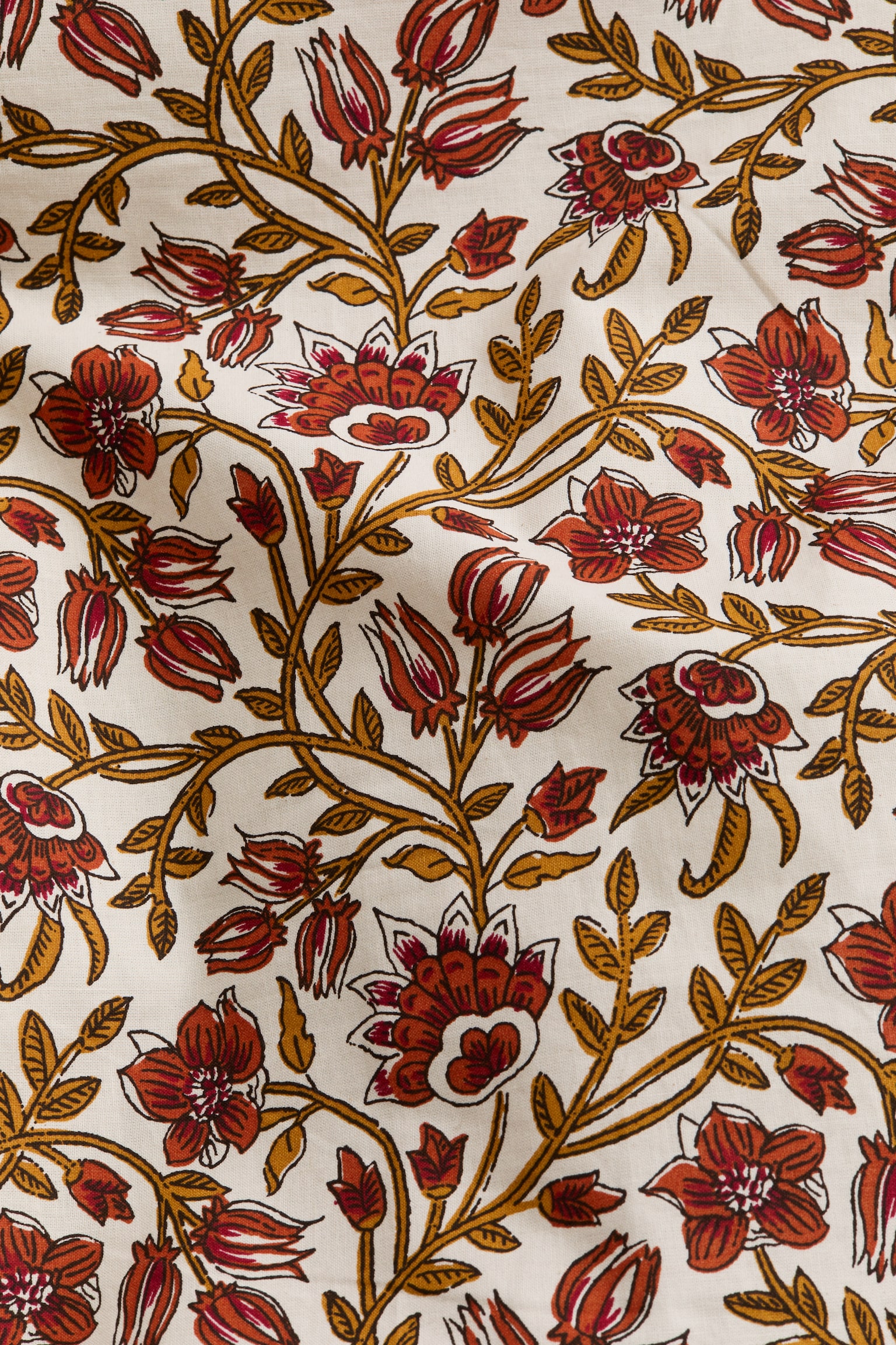 Single cotton duvet cover set - Red/Floral - 3