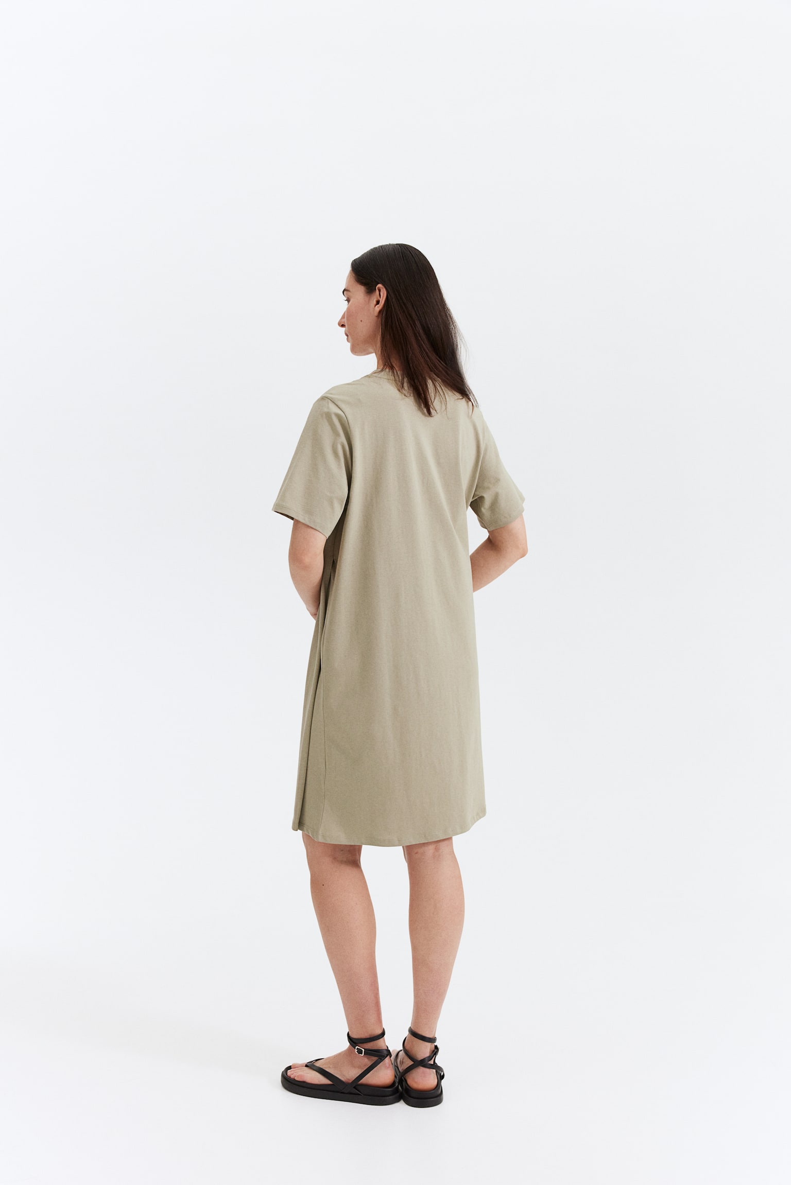 MAMA Nursing T-shirt dress - Light khaki green - 4