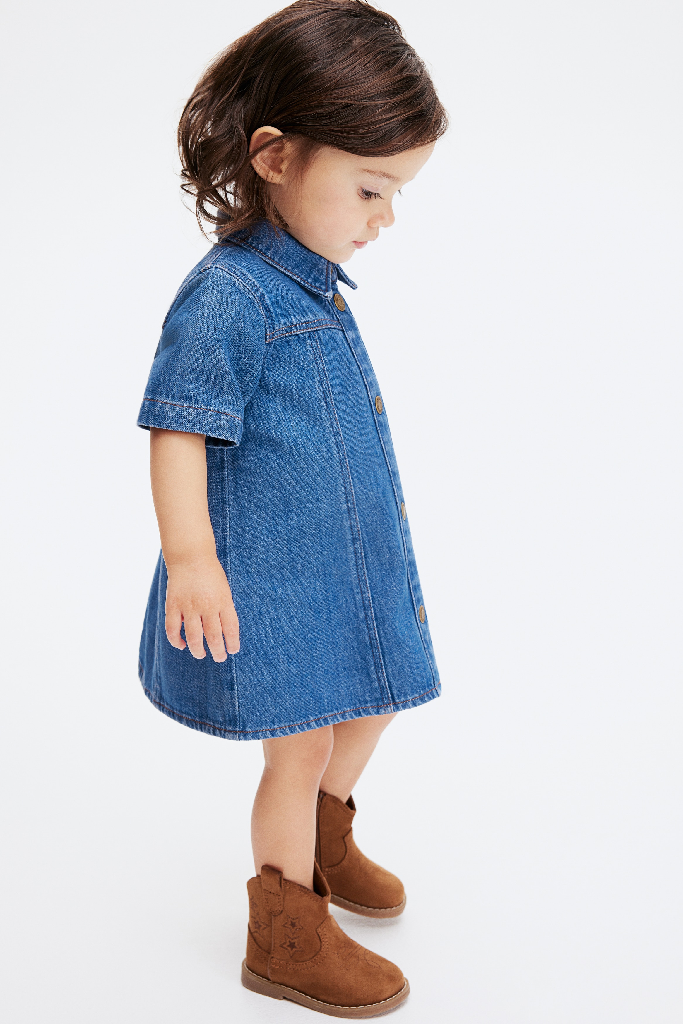 デニムAラインワンピース - ダークデニムブルー - Kids | H&M JP