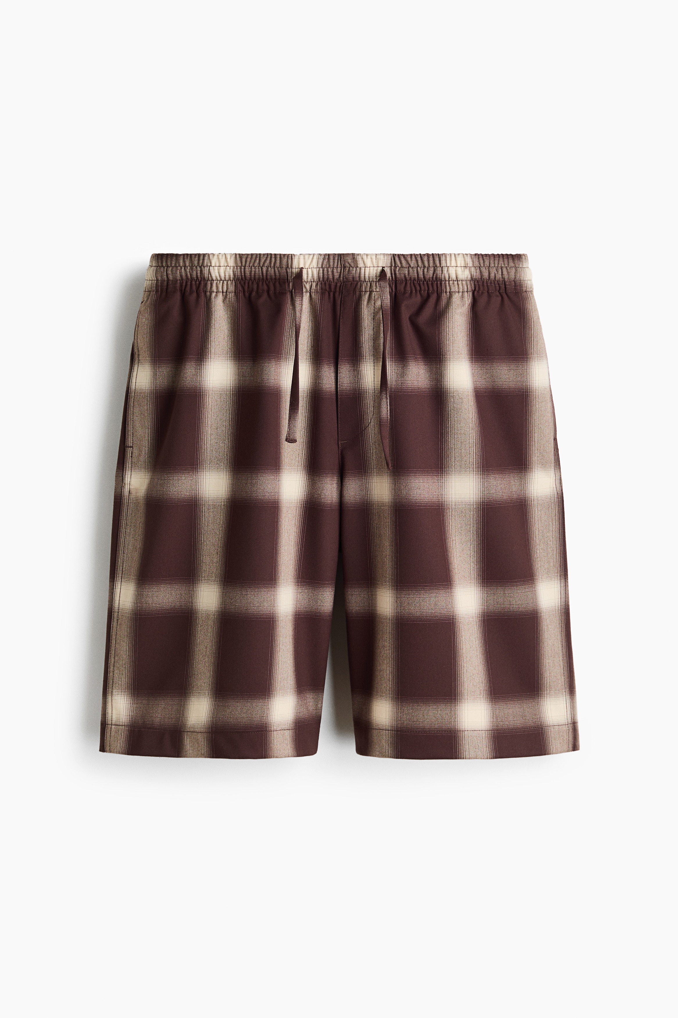 Shorts Loose Fit-Café oscuro/Cuadros