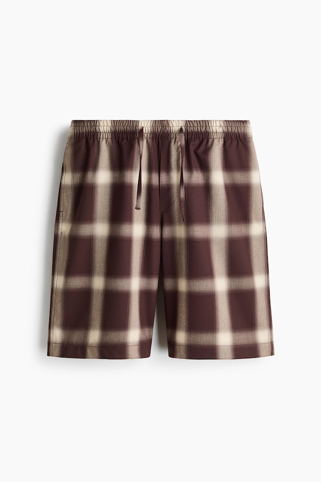 Loose-Fit Shorts - Dark brown/plaid - 1