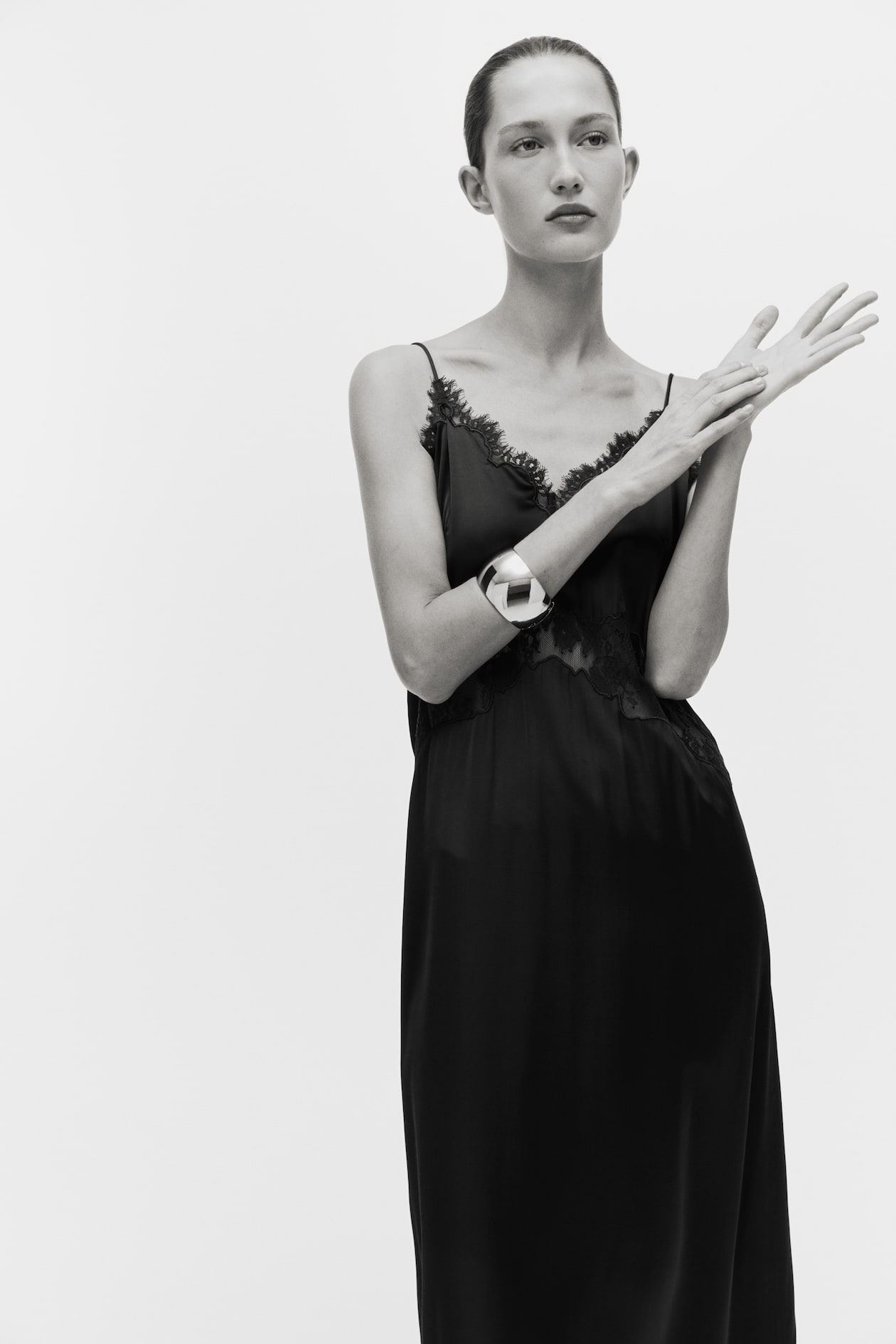 Women's Dark brown Lace-Trimmed Slip Dress | H&M US