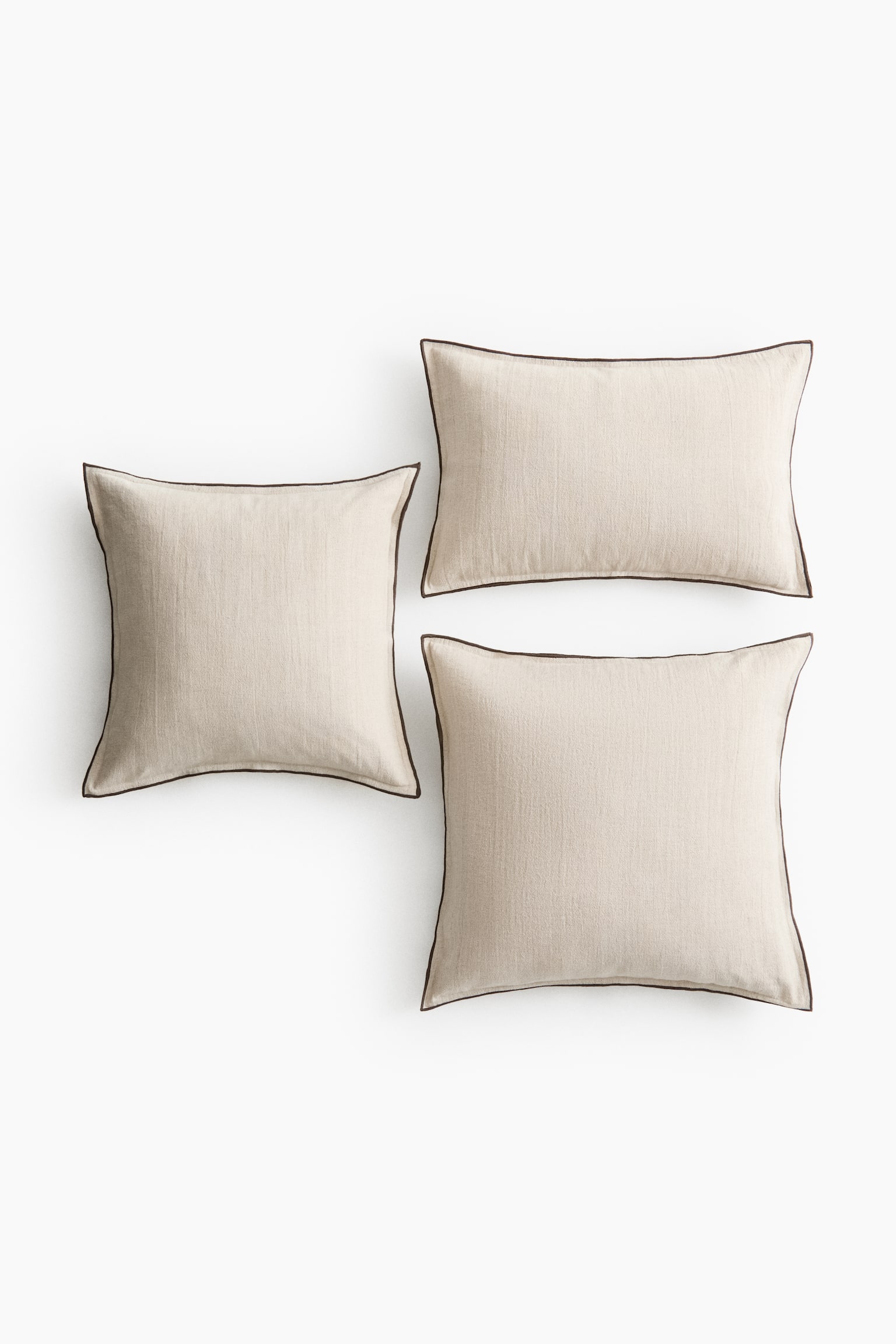 Linen-blend cushion cover - Light beige/White - 4