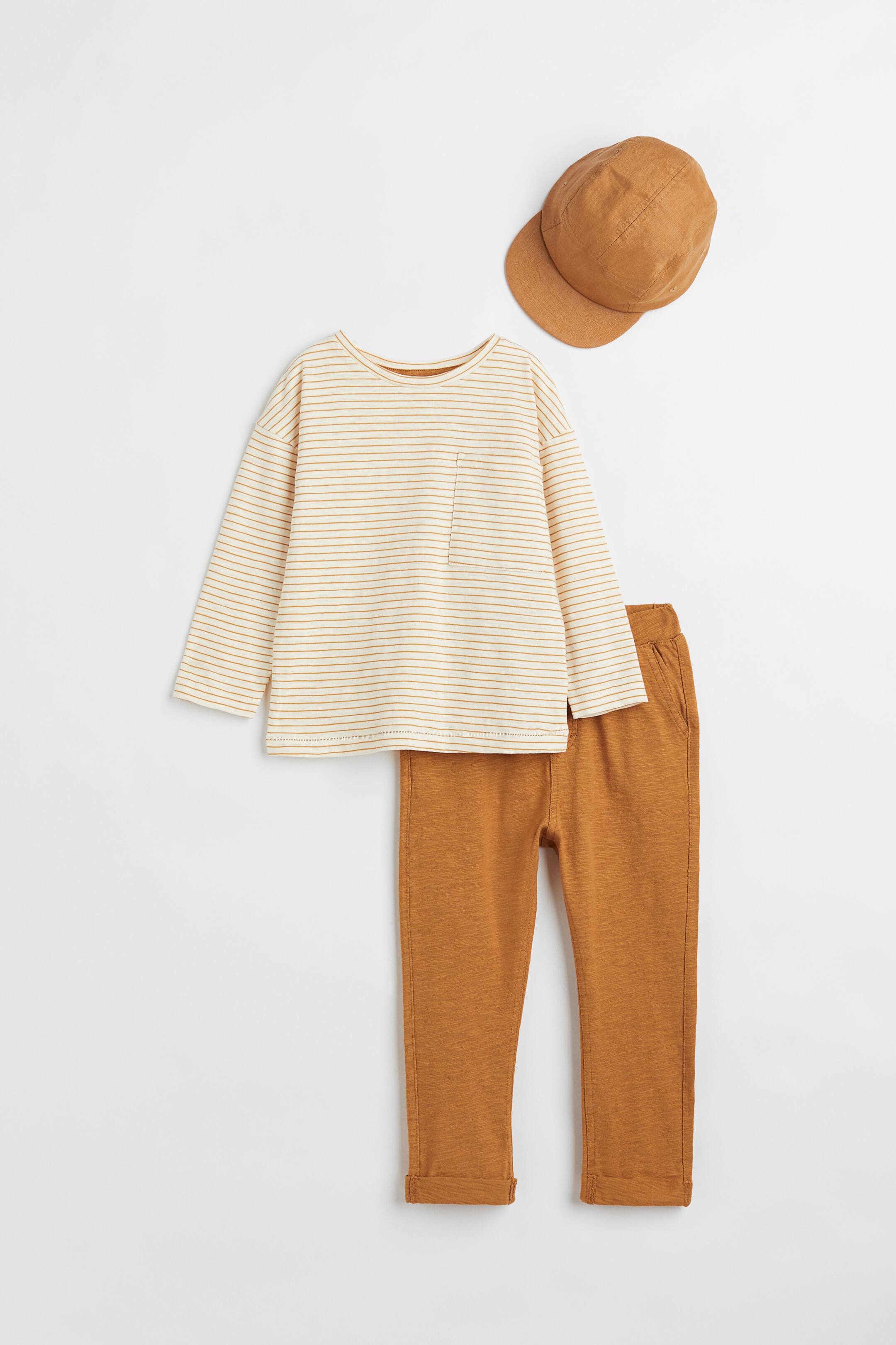 View larger image: 3-piece set - Mustard yellow/Striped - Kids | H&M 1