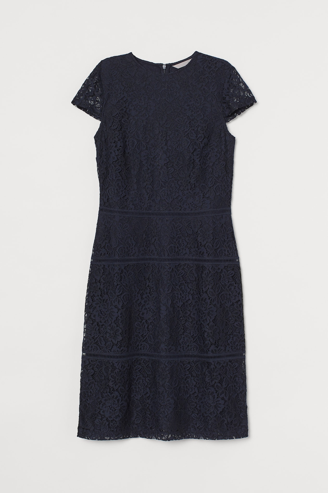 Lace Dress - Short sleeve - Short - Dark blue - Ladies | H&M US