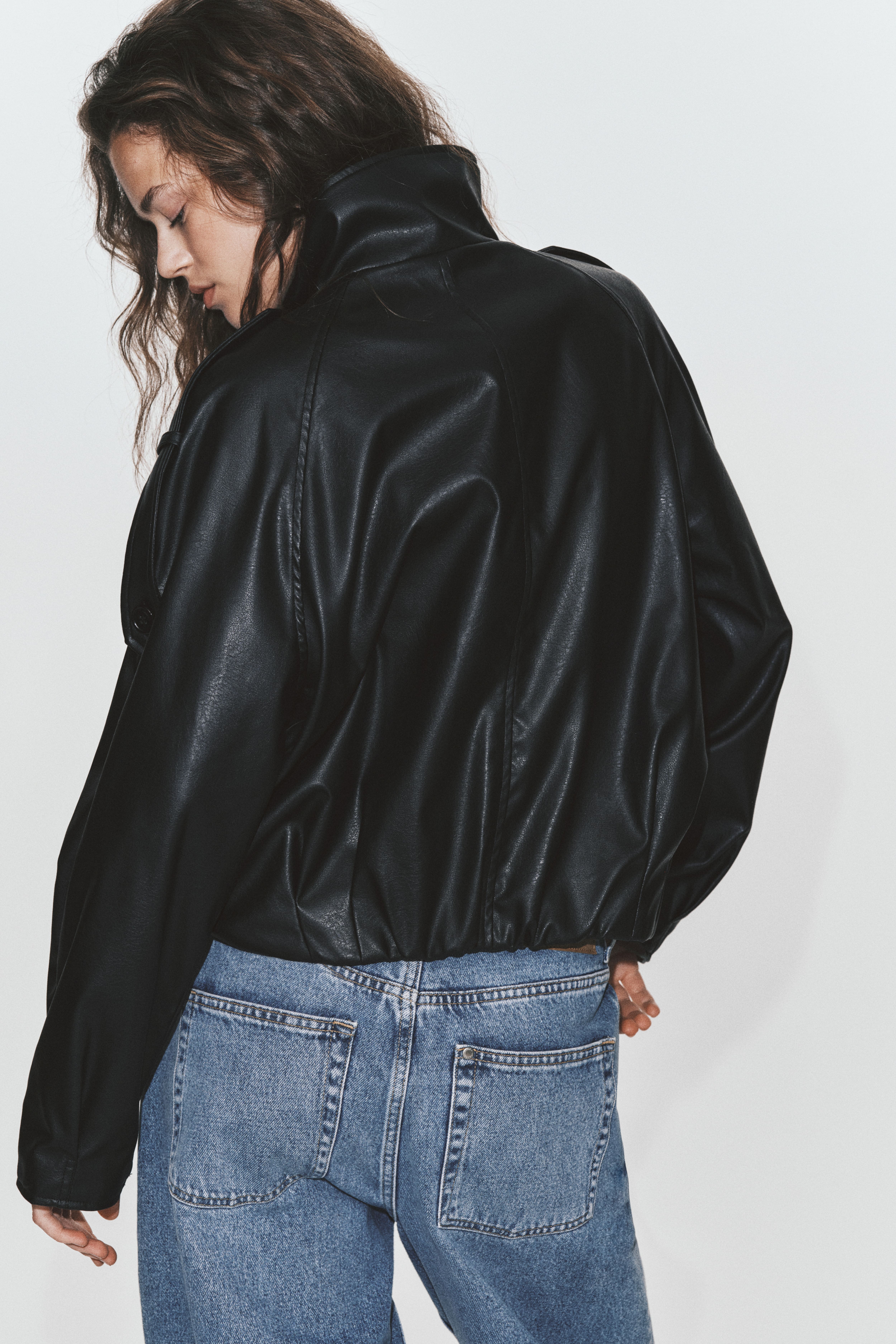 Double-Breasted Funnel-Collar Jacket