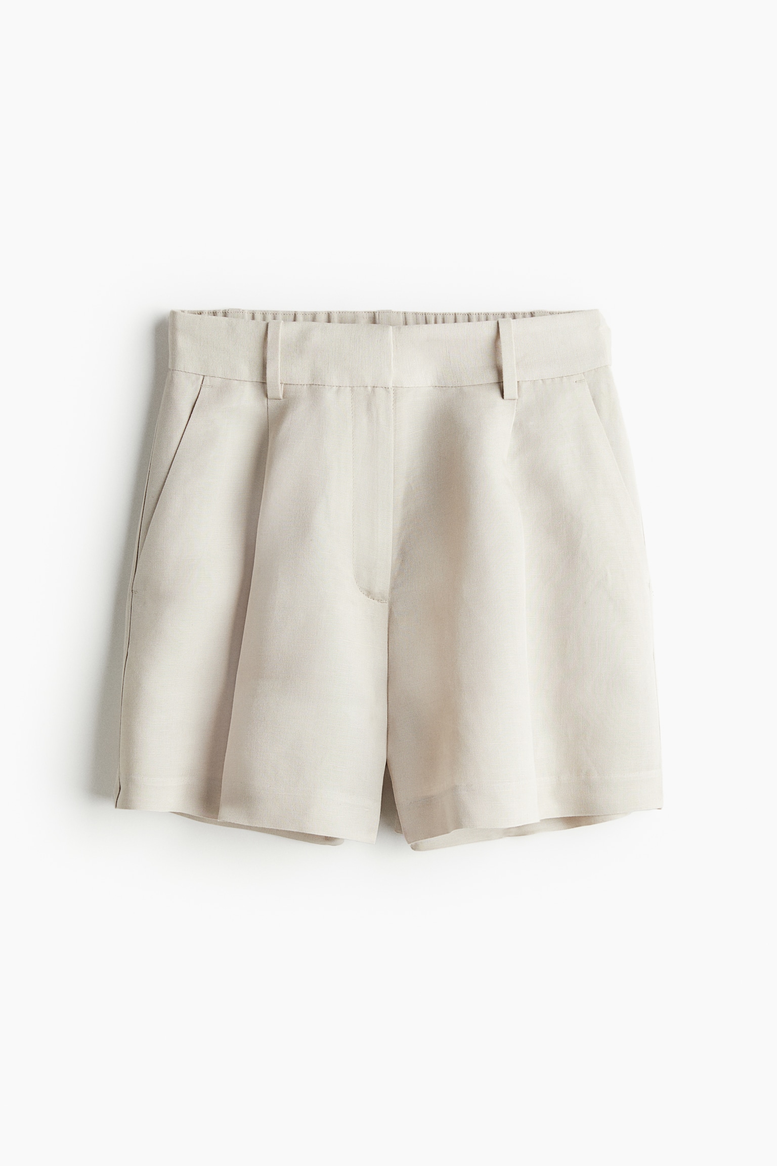 Linen Blend Shorts - Light beige/Black/White/Navy blue/Light khaki green - 2