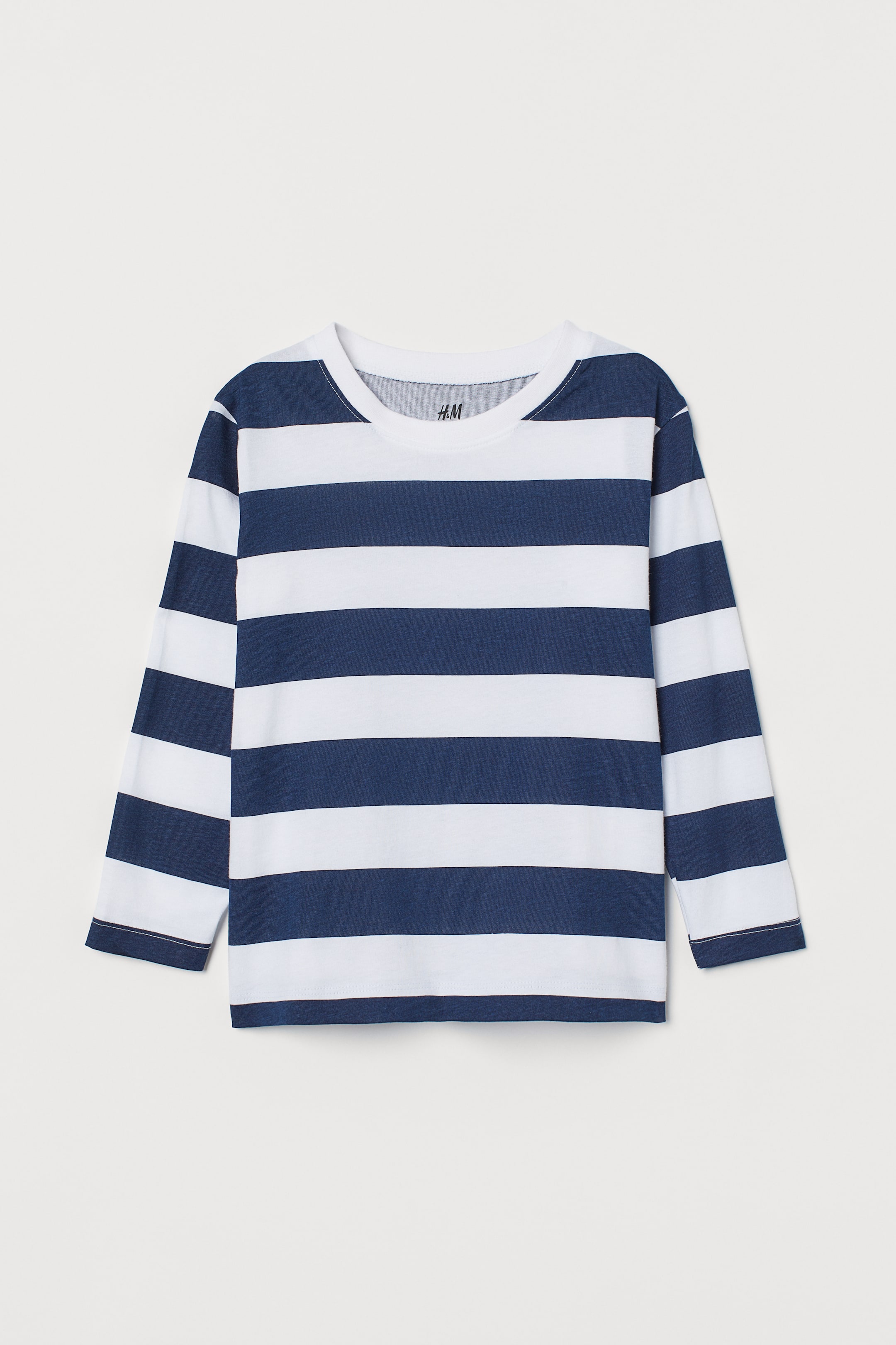 View larger image: Jersey top - Dark blue/Block-striped - Kids | H&M IE 1